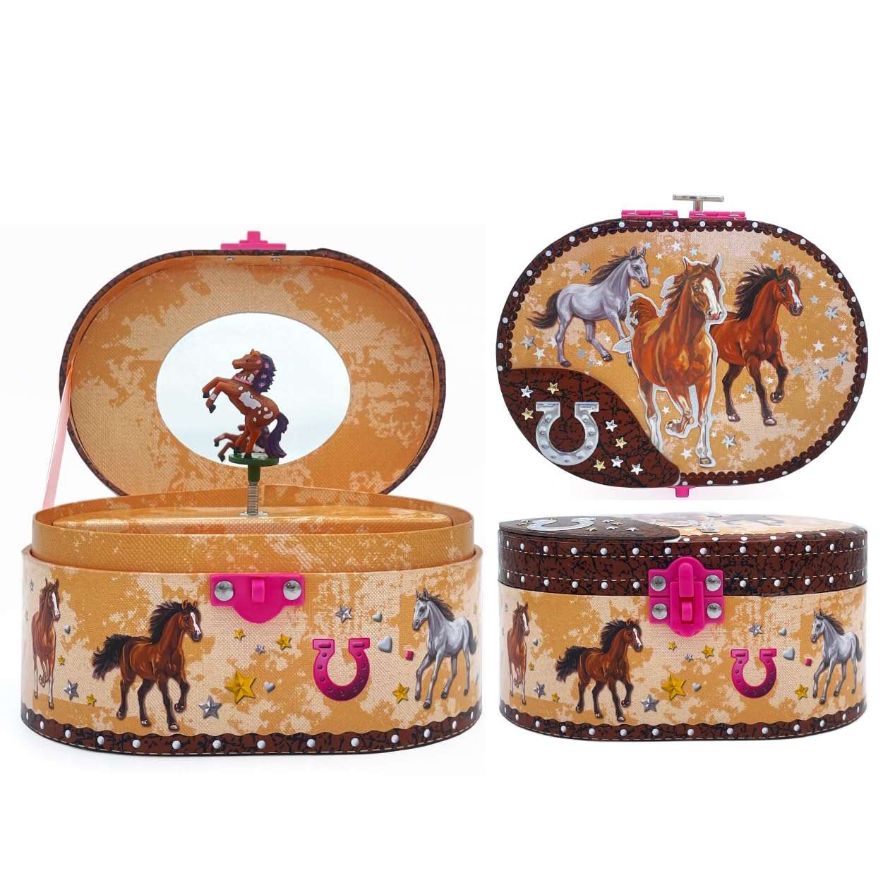 Amazon.com: Hot Focus Dashing Horse Oval Shaped Musical Jewelry Box