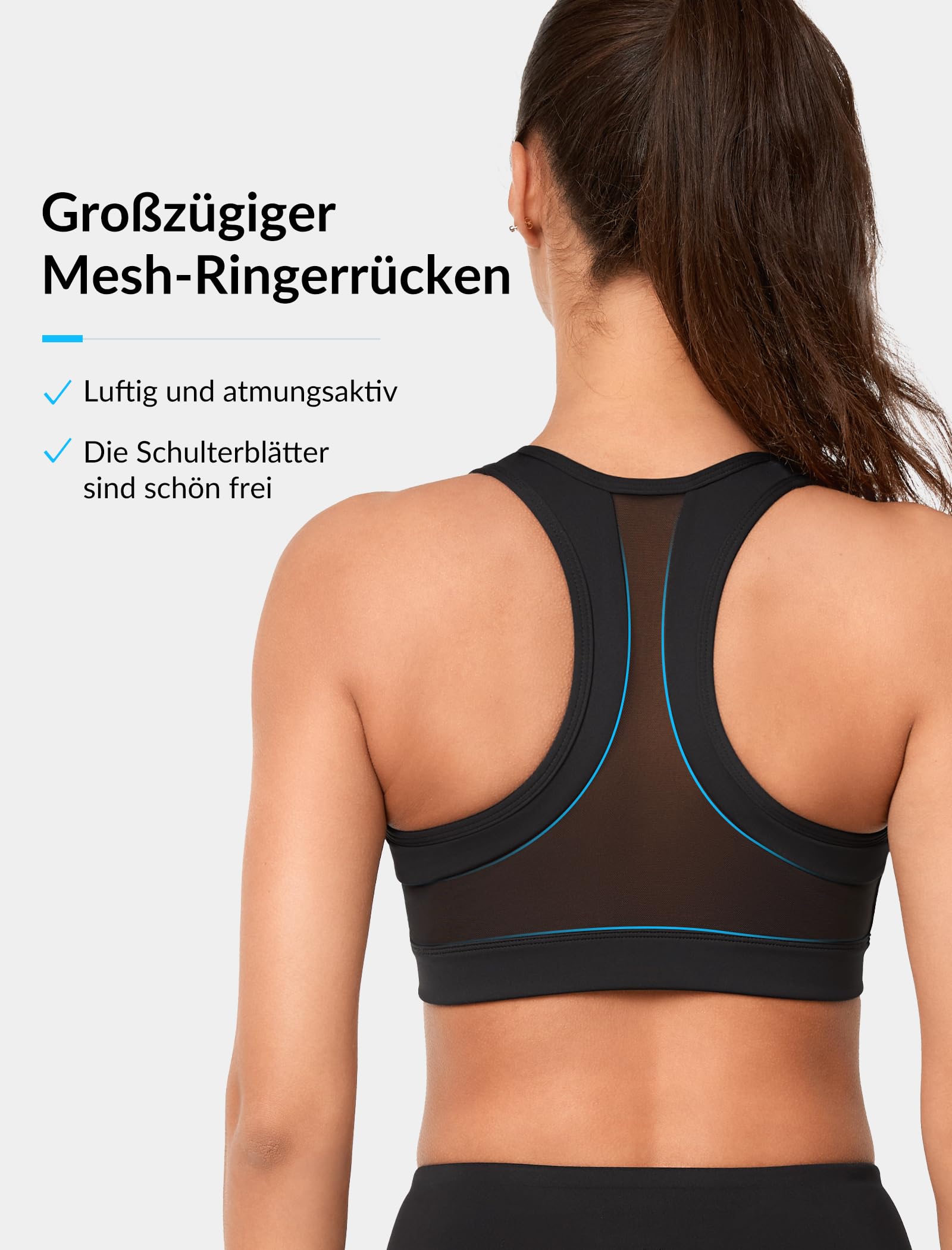 Yvette Reggiseni Sportivi ad Alto Impatto per Donne Chiusura Lampo Frontale Seni Grandi,Nero,S Plus