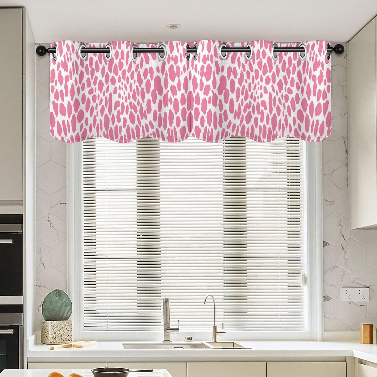 Cantonnière imprimé léopard tamisante lot de 2 mini rideaux de cuisine