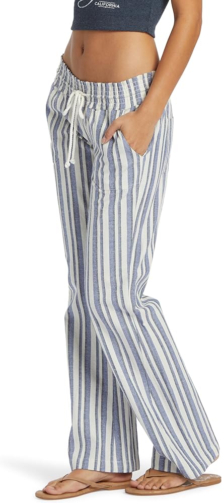 Roxy Women's Oceanside Yarn Dye Pant, Bijou Silk Caye Stripe