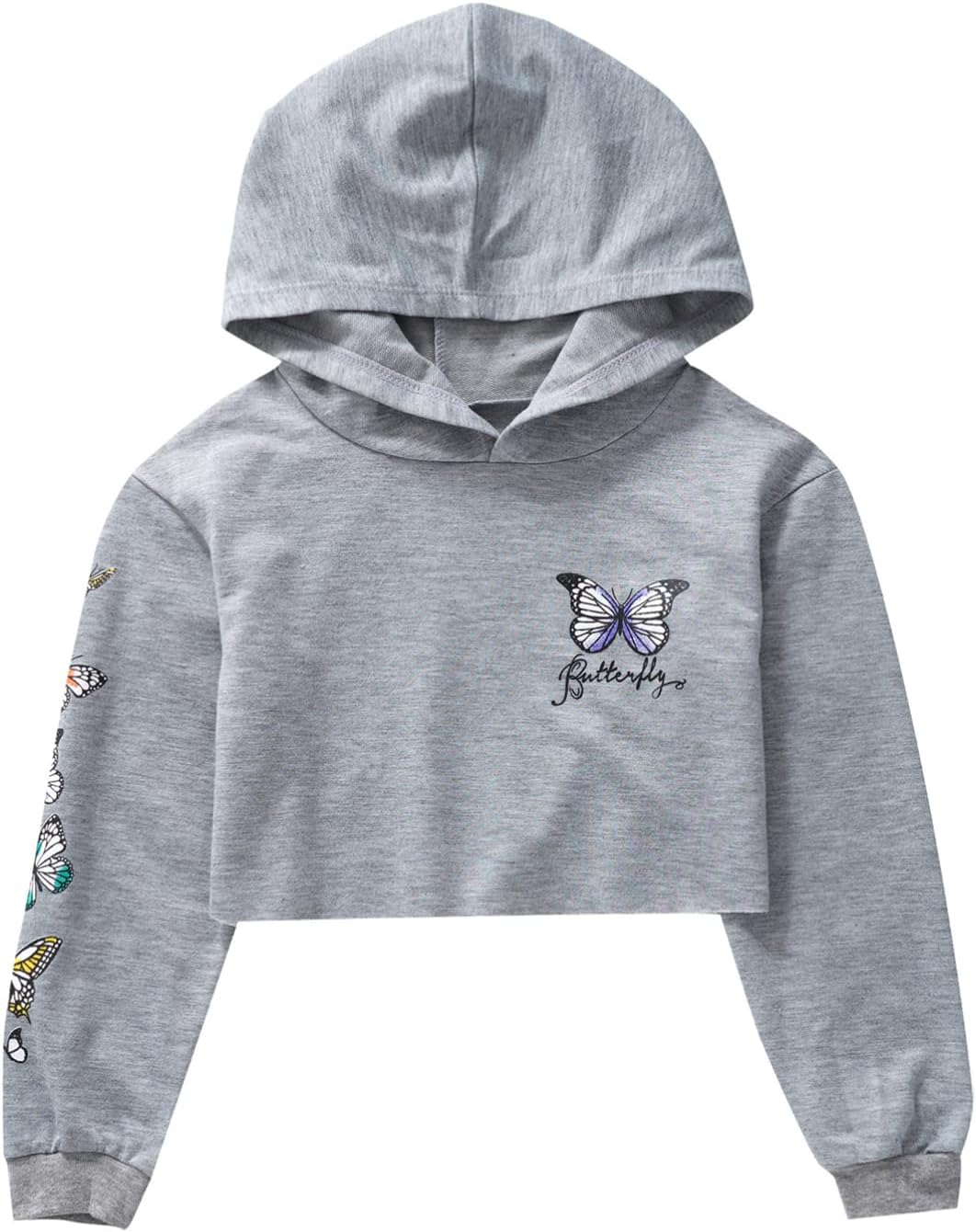 Sweat Crop Top RUNQHUI - Manches Longues - Fille 3-16 Ans - 65% Coton - Style Décontracté