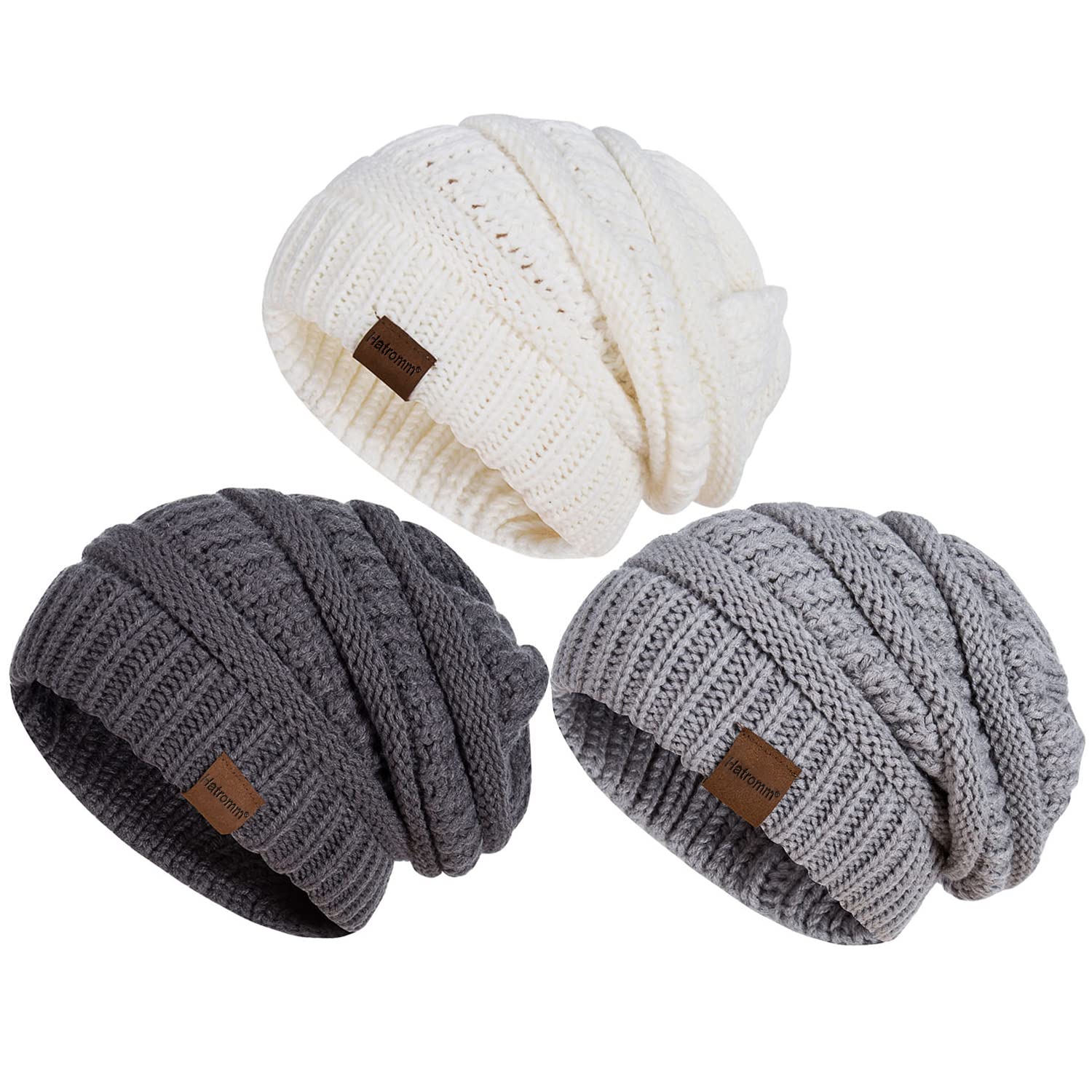 Womens Beanies for Winter 3PCS Slouchy Oversized Knit Warm Thick