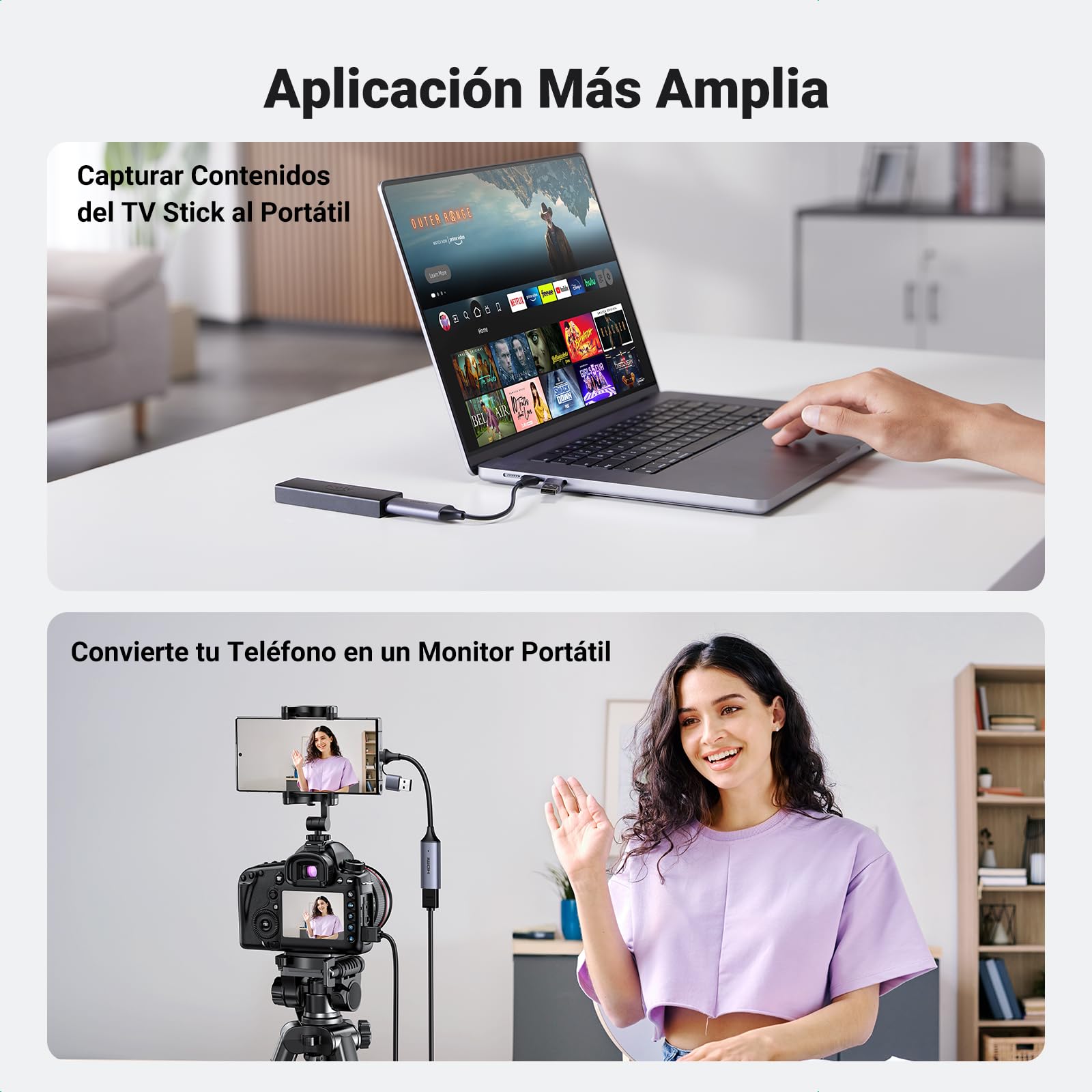UGREEN Tarjeta de Captura de Video HDMI a USB C Entrada 4K 1080P, Grabación de Video, Audio y Juegos, Compatible con Switch, PS4, PS5 Pro, Xbox, TV Stick, Cámara, iPad, MacBook, Teléfono, PC, Quest 3