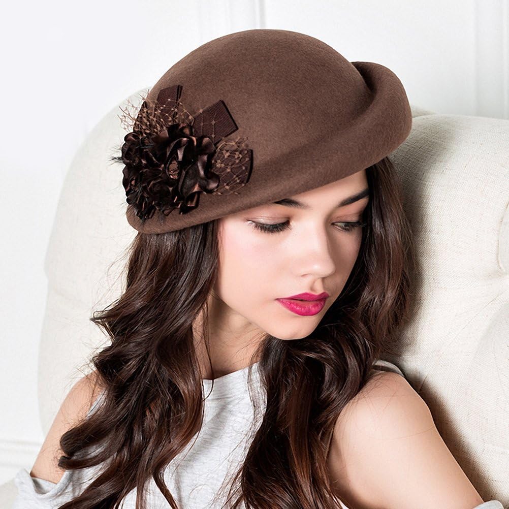 Maitose® Women's Lace Flower Wool Beret Cap Headwear