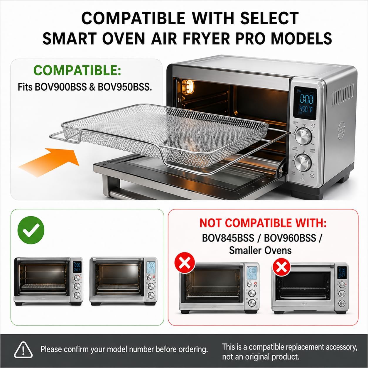 Air Fryer Basket for Breville Smart Oven Pro BOV900BSS BOV950BSS Accessories Stainless Steel Mesh Replacement Tray Dehydrating Basket Toaster Oven Accessories for Baking Roasting Crispy Fries 3 Pack image 2