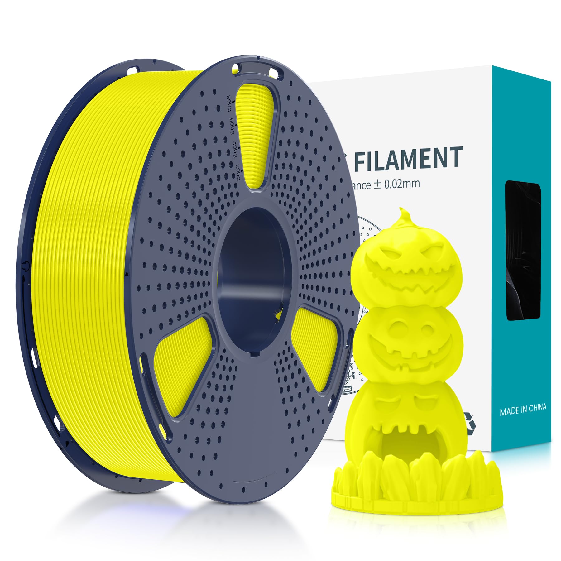SUNLU Fluorescent PLA 3D Printer Filament, 1.75mm, 1kg Spool, Glows in Dark, UV Reactive, Yellow