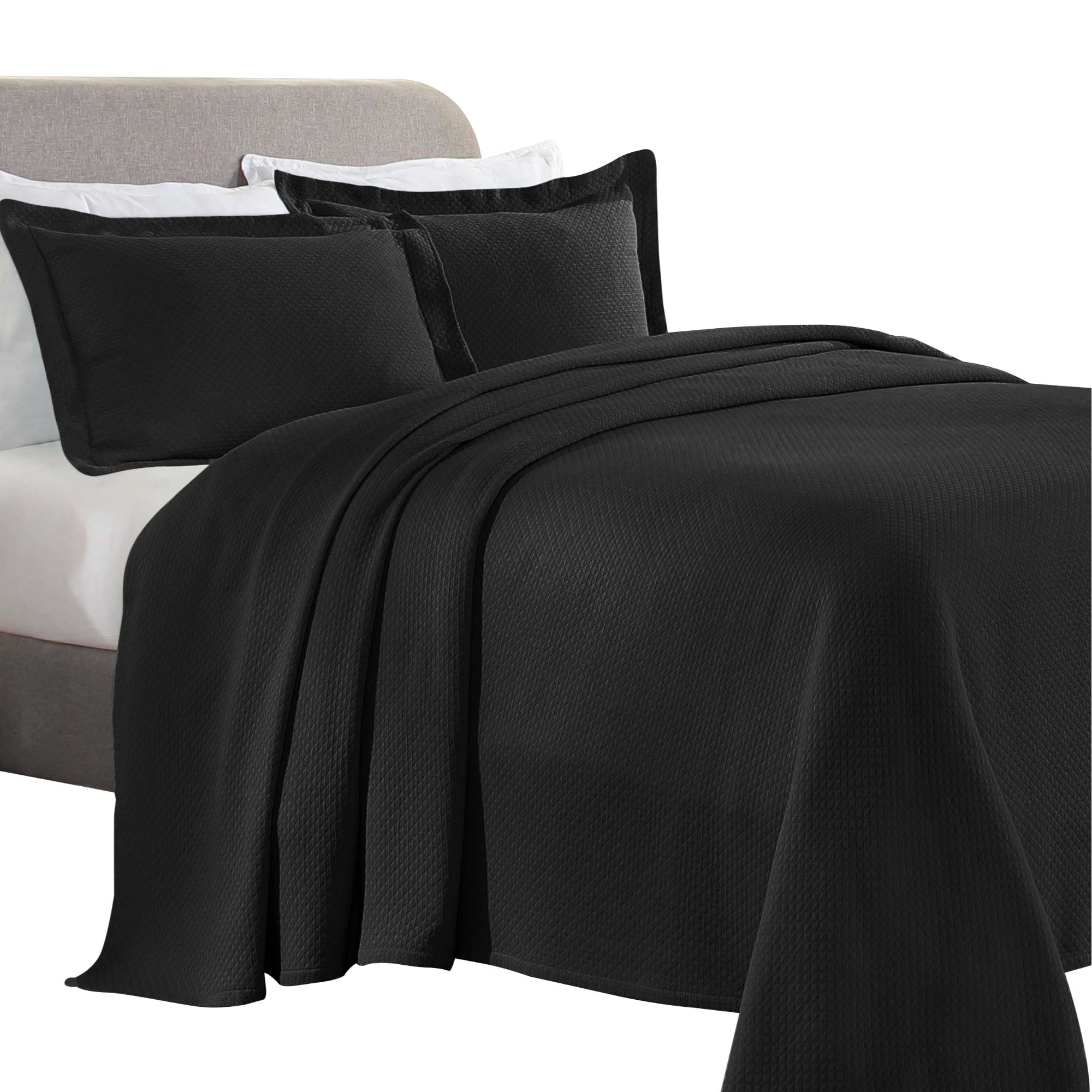 Literie en matelas Superior parure de lit 2 pièces couvre-lit noir en coton