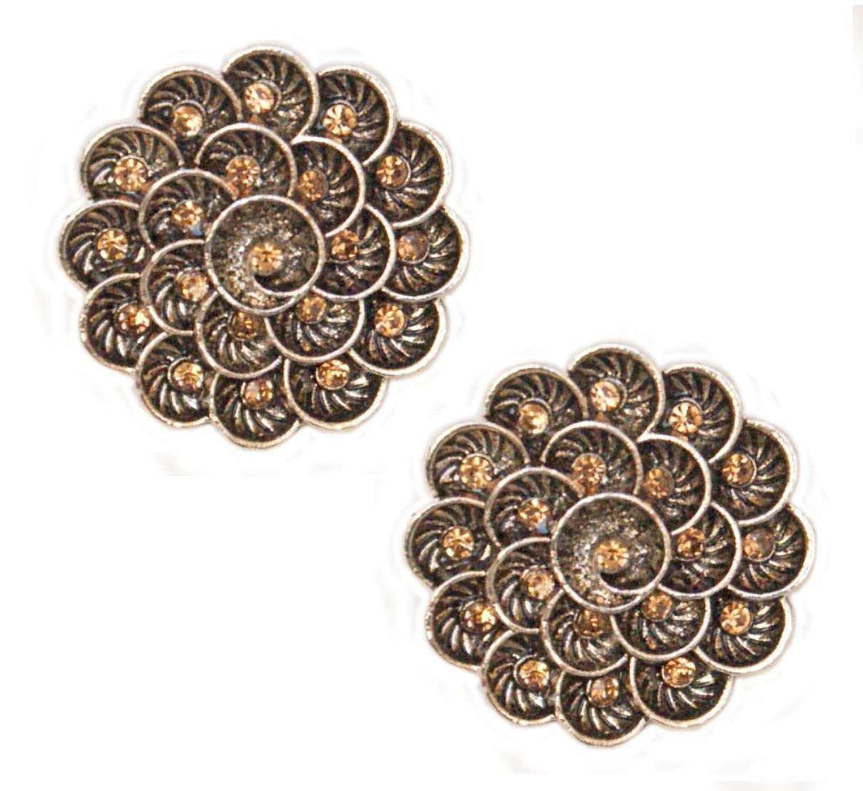 Pahal Traditional Beige Floral Round Oxidized Silver Jhumka Earrings Indian Bollywood Jewelry for Women