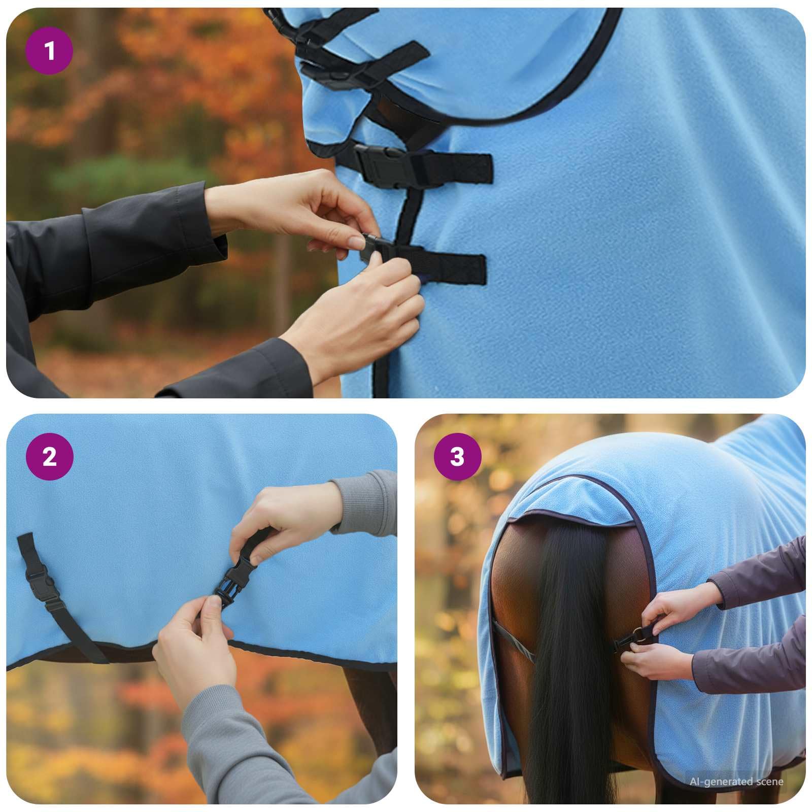 Manta para caballos Aqua de poliéster de 75 cm, impermeable, resistente al viento, transpirable, con espacio ajustable en el vientre y correa cruzada, para invierno, protección contra el frío
