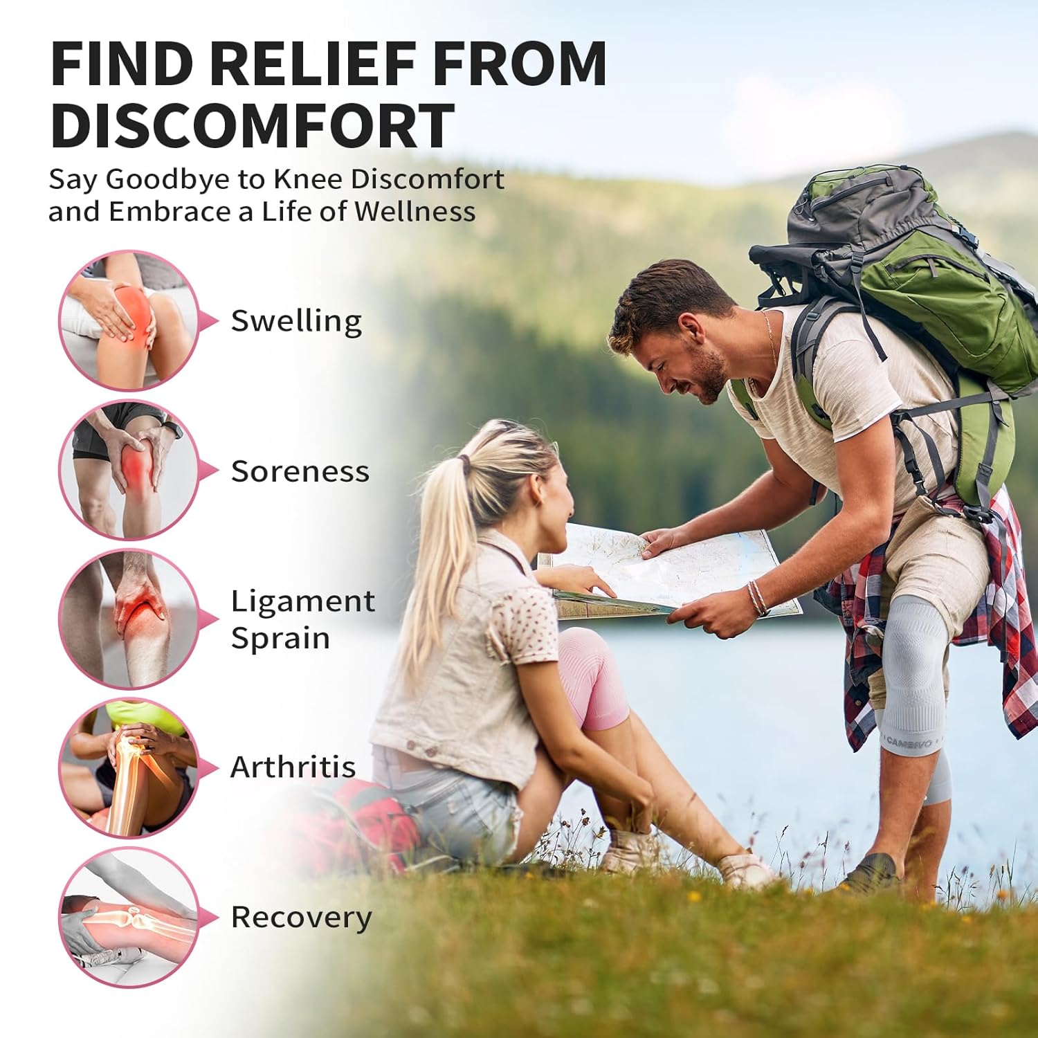 CAMBIVO Knee Brace for Women and Men (2 Pack), Ultra-Thin Lightweight Knee Compression Sleeve (Light Pink, Medium) - Image 2