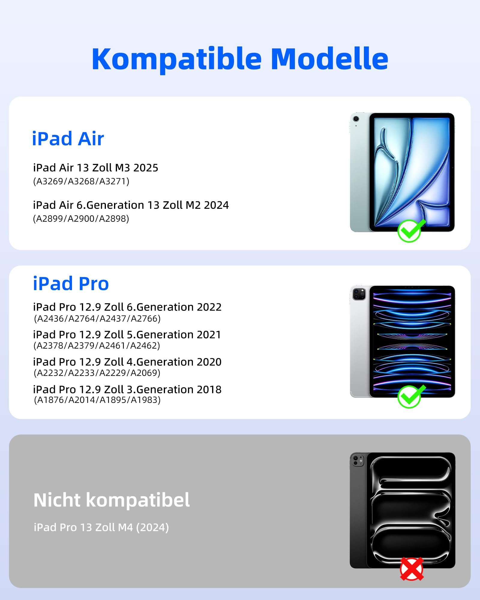 Bettdow für iPad Air 13 Zoll M4 2026/M3 2025/M2 2024/iPad Pro 12.9" 2018-2022 Tastatur Hülle, Leichte Aluminiumlegierung Schwebendes Magnetisches Design mit Trackpad, QWERTZ-Layout Tastatur, Schwarz