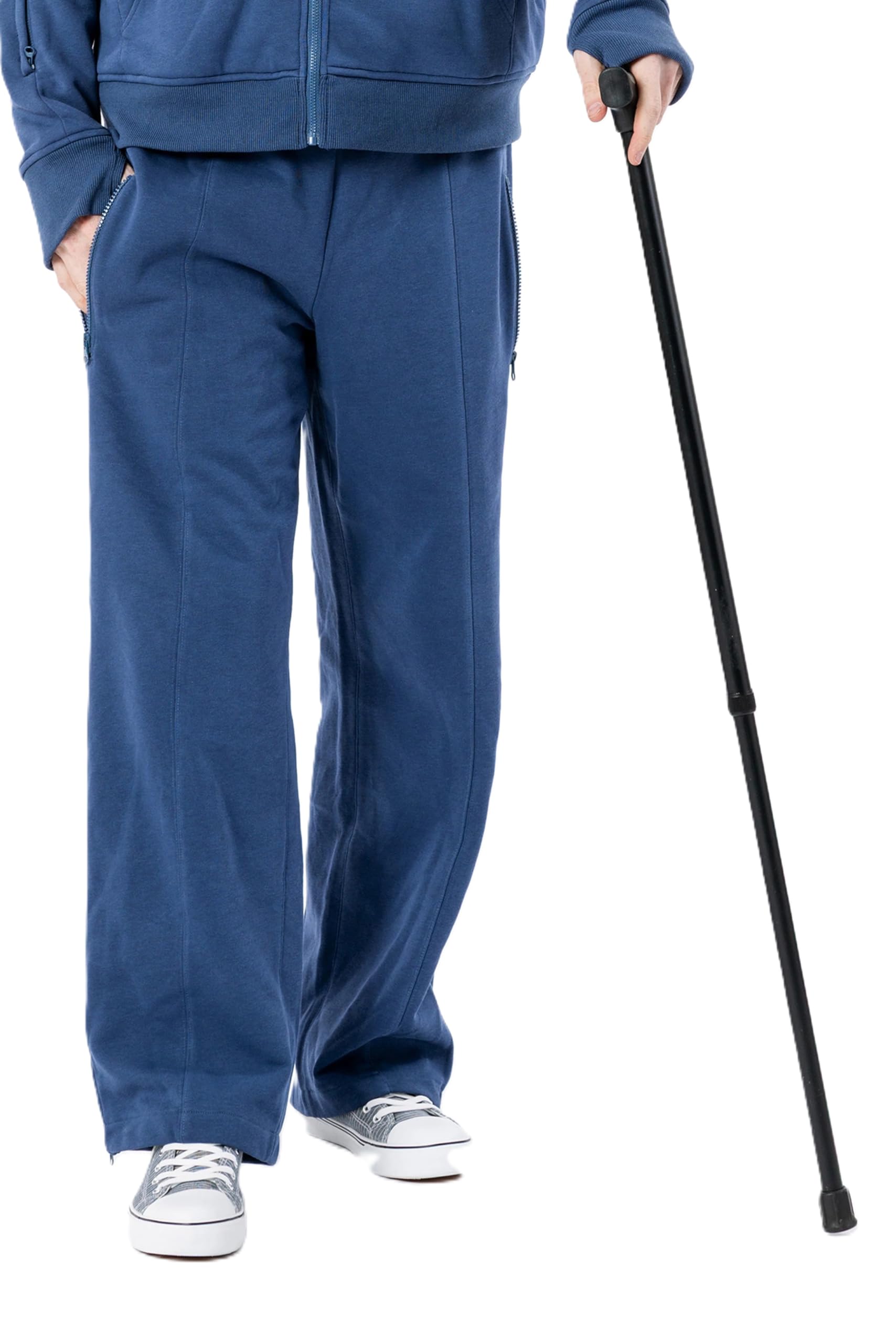 Wide Leg Adult Sweatpants with Side and Ankle Zip Access