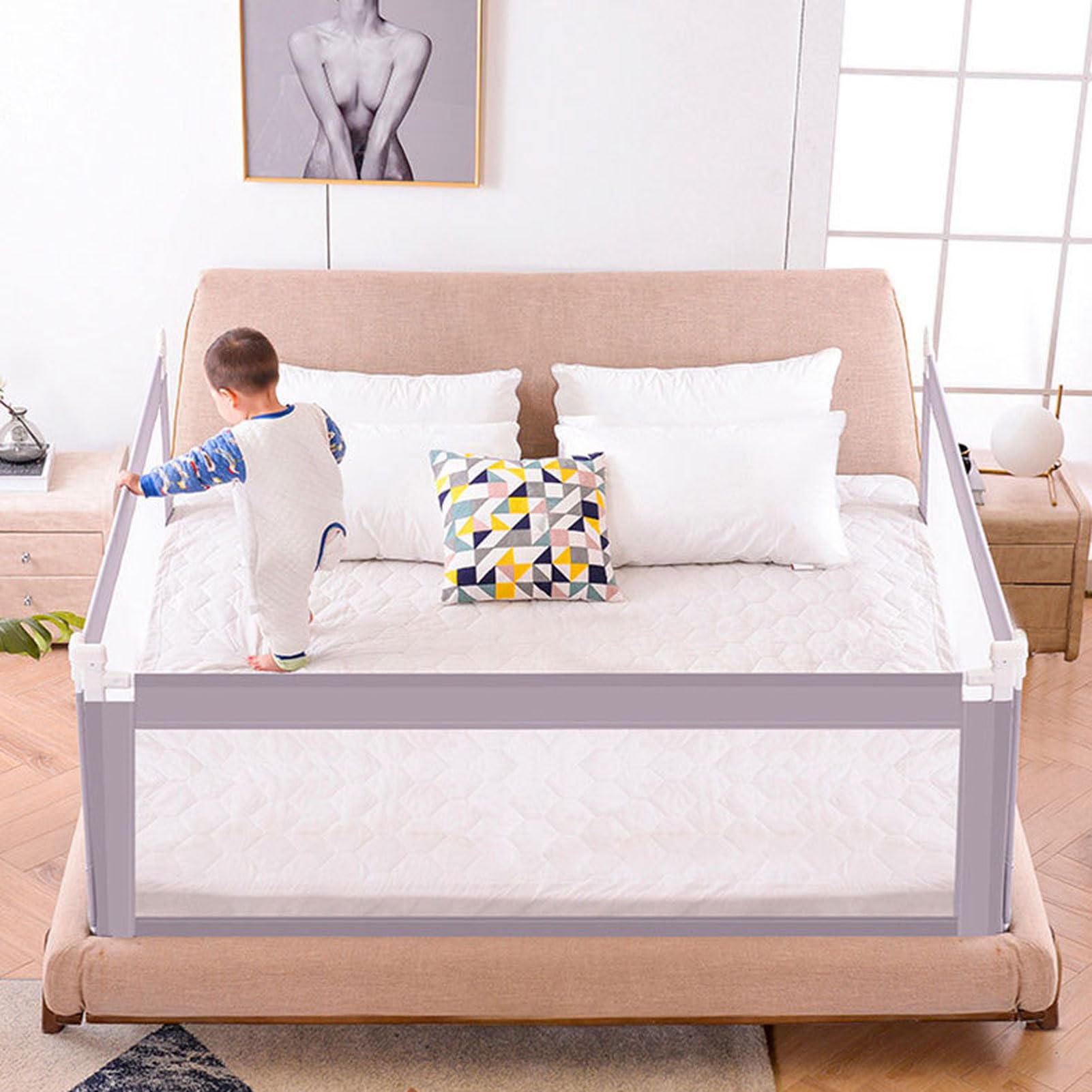 Barandillas de Cama para niños pequeños, barandilla de Cama Ajustable en Altura Mejorada, barandillas de Seguridad para Cama Infantil de 1 Lado, Especialmente diseñadas para Camas