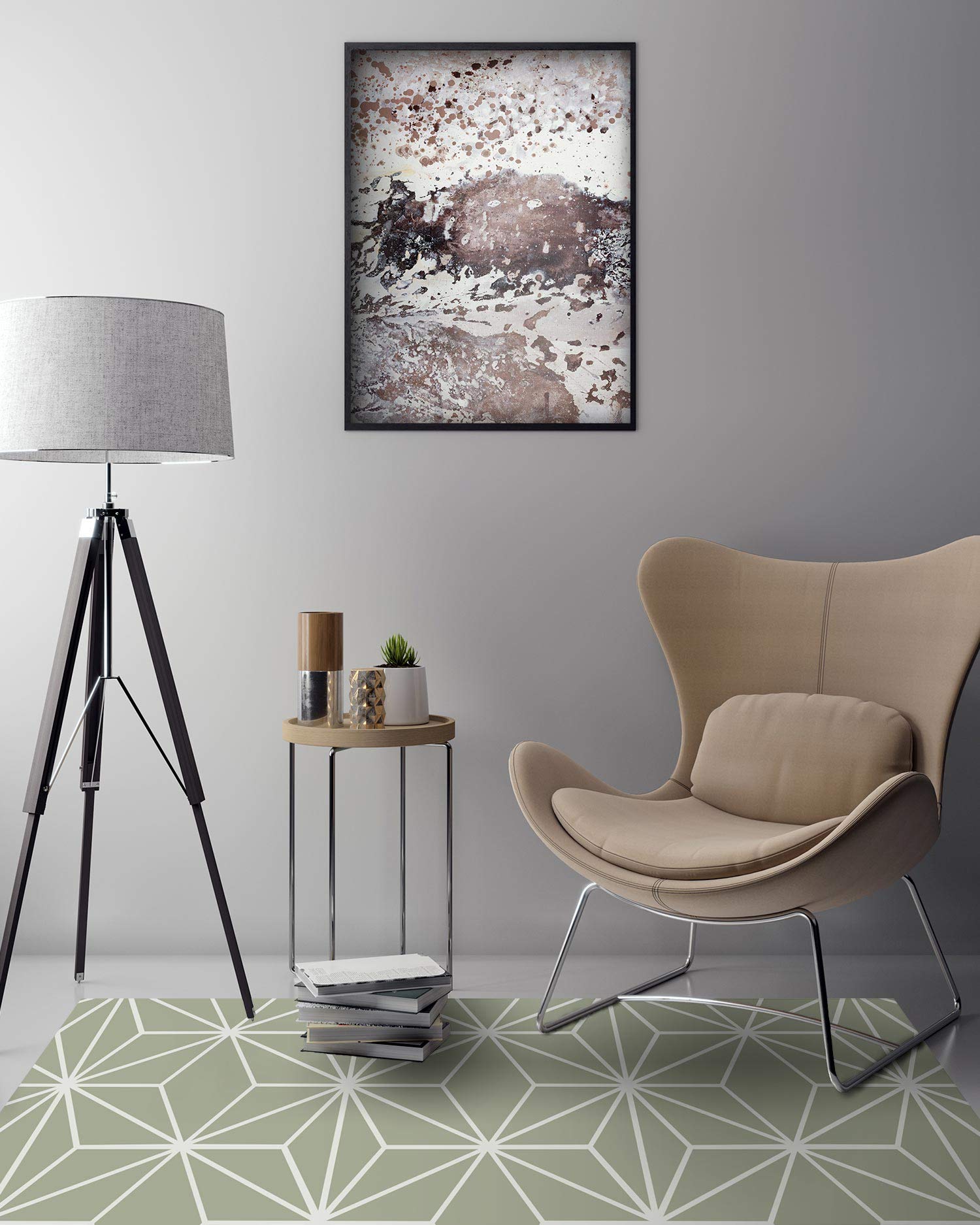 Panorama Tappeto Vinile Corridoio - Varie Dimensioni - (Stelle Geometriche Verdi 60x250 cm)