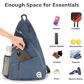 A11N SPORTS Pickleball Bag, Reversible Crossbody Sling Bag/Backpack for Women Men, Navy