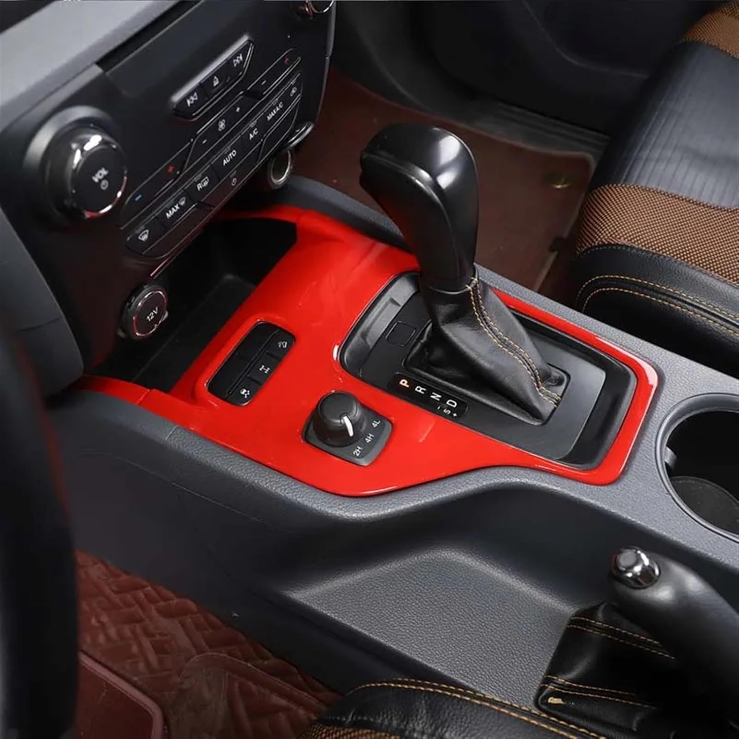 for Fords Ranger Wildtrak 2015-22 ABS Carbon Fiber/Red Car Center Control Panel Decorative Frame Sticker Interior Accessories(Matte Black)