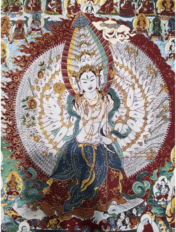 Miniatura 7 de Fengshui - Tapiz de seda para colgar en la pared, 1000 brazos, Avalokiteshvara, Guanyin, Tangka, yoga, budista, para colgar en la pared, arte de
