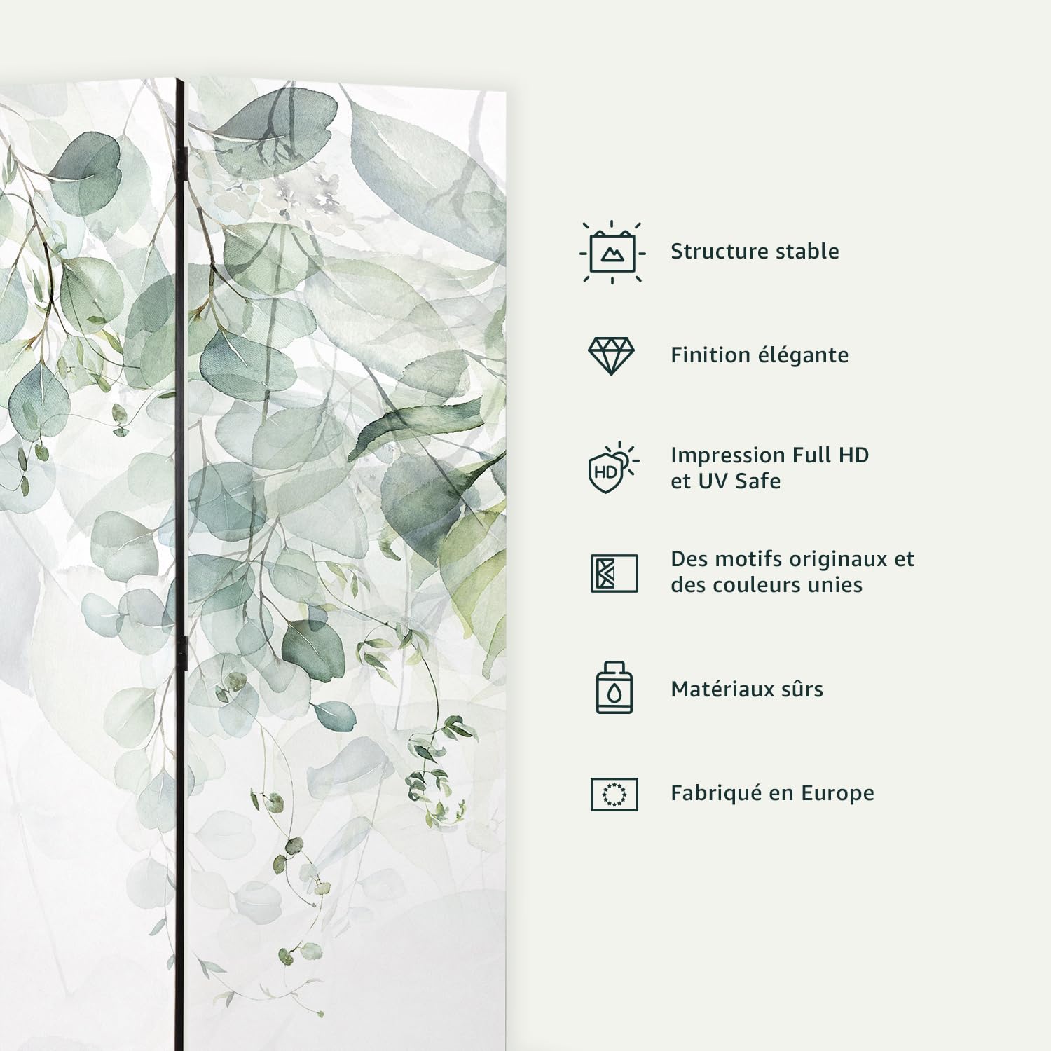 murando - Paravent intérieur à Deux côtés 225x172 cm - Séparateur de pièce en Bois Naturel avec Toile imprimée Pliable - Asie Bouddha Bouddhisme Feng Shui Magnolias Orient Zen p-C-0018-z-c