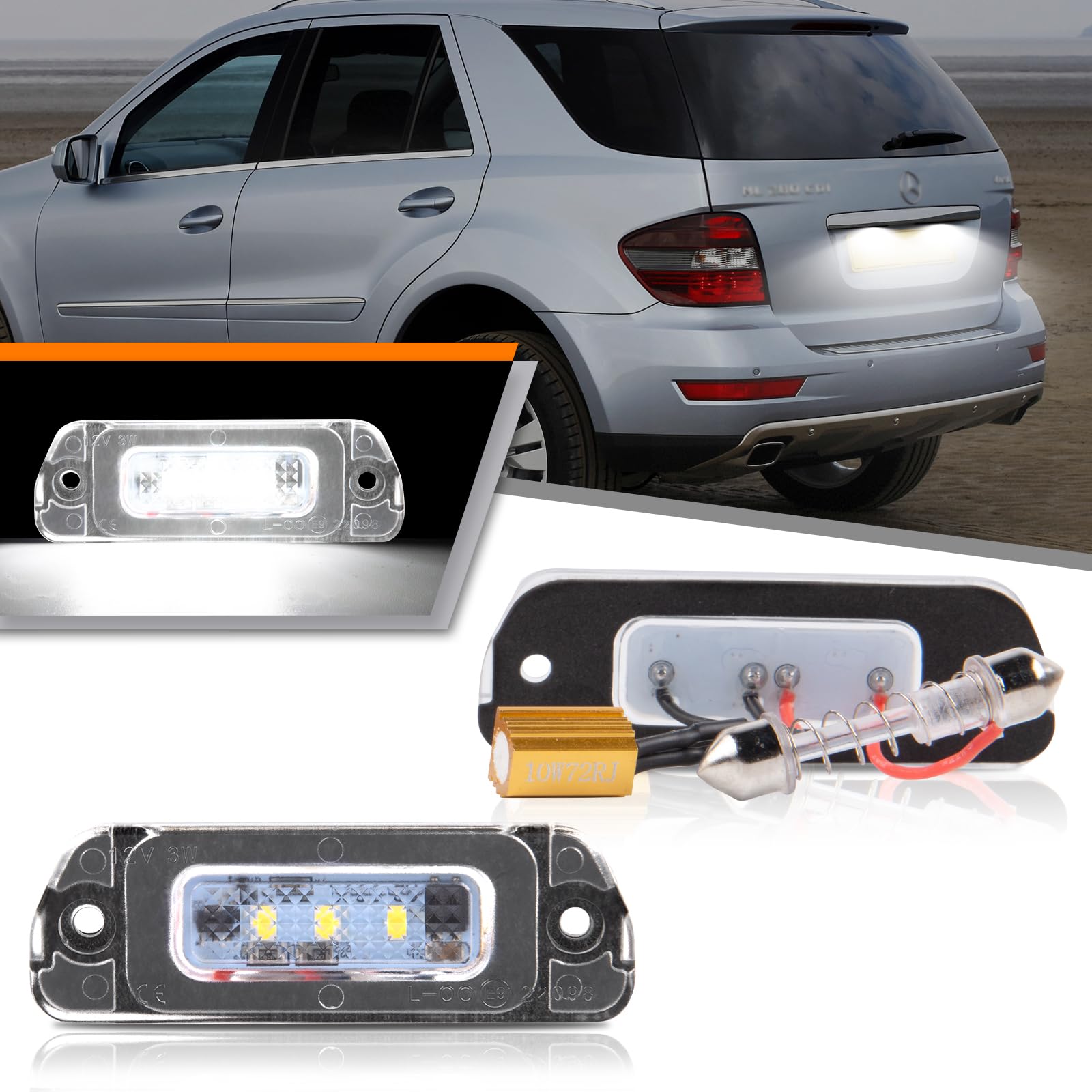 OZ-LAMPE Éclairage De Plaque D'immatriculation LED Pour Mercedes -Benz GLK-CLASS X204 2007~, Canbus Pas D'erreur Feux De Plaque D' Immatriculation à LED Feux Arrière, OEM Part# A2048201056