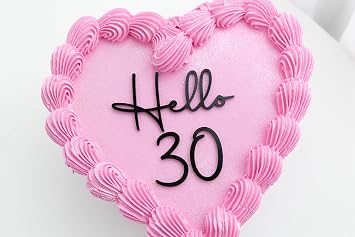Hello 30 Cake Topper - Gold 30th Birthday Cake Decorating Supplies for 30th Anniversary or Thirty Birthday Party,Photo Booth Props