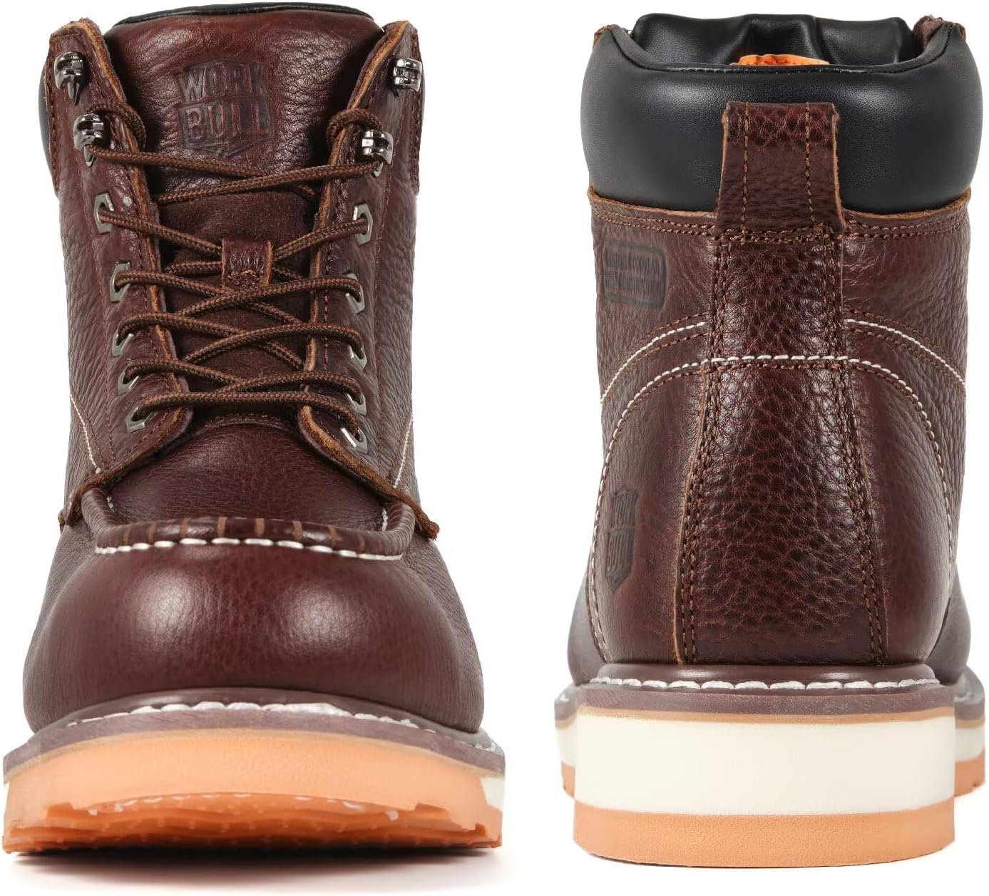 6in Mens Moc Toe Steel/Soft Toe Work Boots for Men,Comfortable Mens Safety Work Boots,Oil/Slip Resistant,Indestructible Steel Toe Shoes Industrial Construction Boot - Image 6