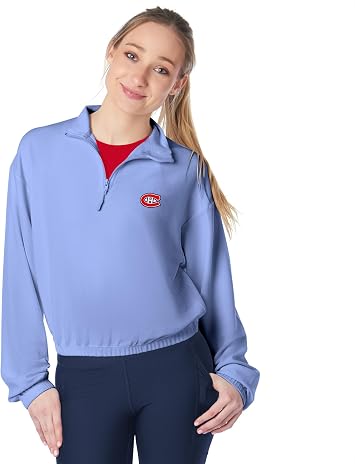 CERTO NHL Quarter Zip Cropped Pullover, Long Sleeve Sweatshirt