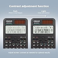 Vista 5 de OSALO Scientific Calculator 401 Function 10+2 Digits Display Solar Battery Calculators Fraction Statistics Integral for Middle and High School