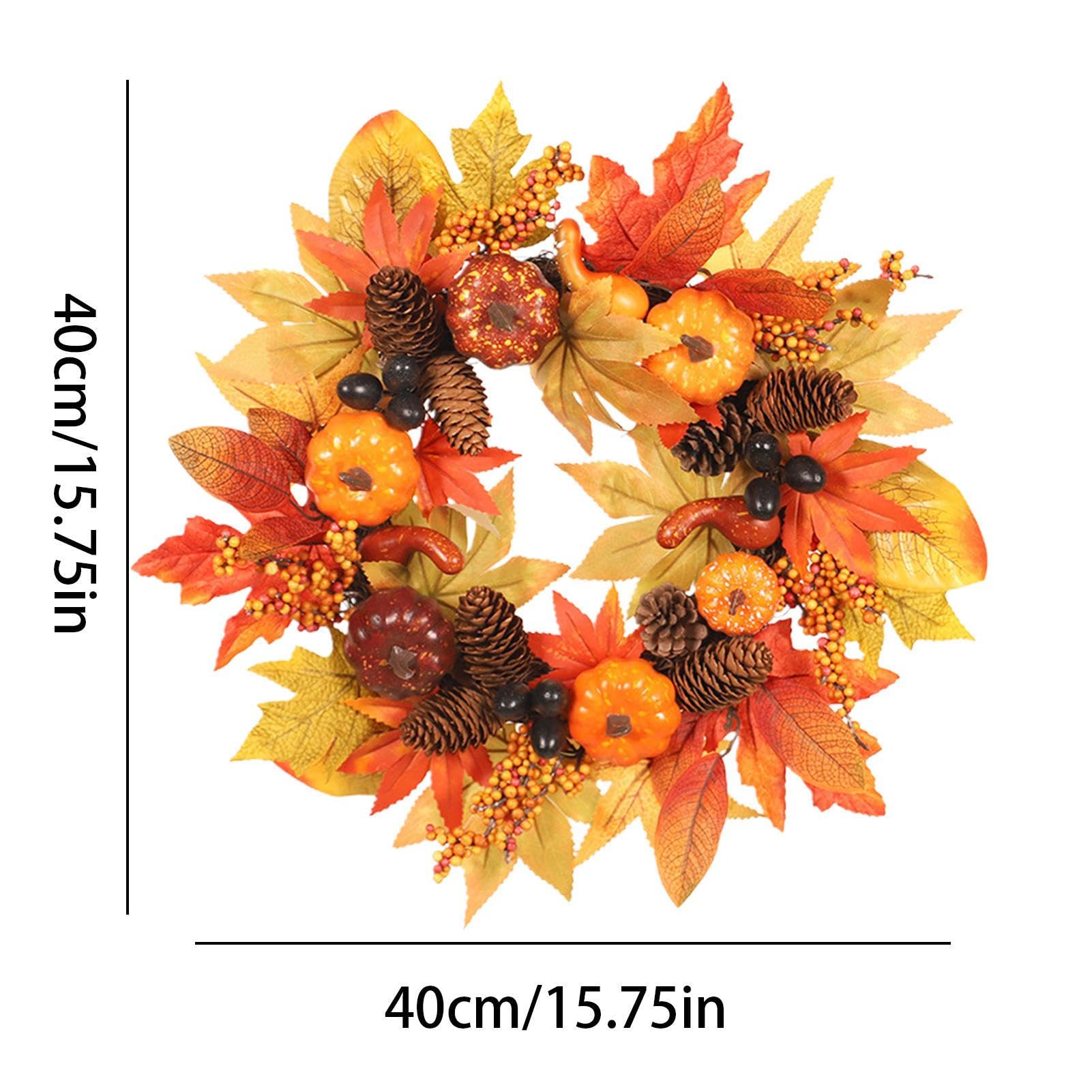 Ywlake Couronne De Feuilles D'érable D'automne Pour Porte D'entrée Avec Découpes En Mousse Artificielle,Couronne De Récolte D'automne Pour L'automne