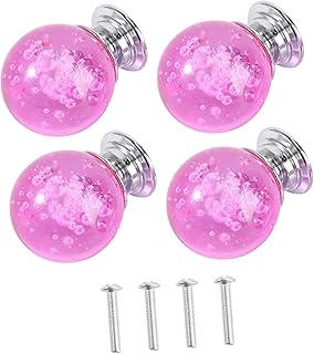 DOITOOL 4 Set Bubble Ball Cupboard Dressing Table Cabinet Door knobs Single Hole Drawer pulls Kitchen Door Handles Furniture Crystal Door knobs Cabinet Door knob Glass Single Hole