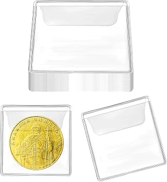50PCS Single Pocket Coin Sleeves, 2.1 x 2.1 Inches Clear Coin Protectors Clear PVC Coins Pocket Holder Small Pouches for Jewelry Storage, Coins Stamp Collection