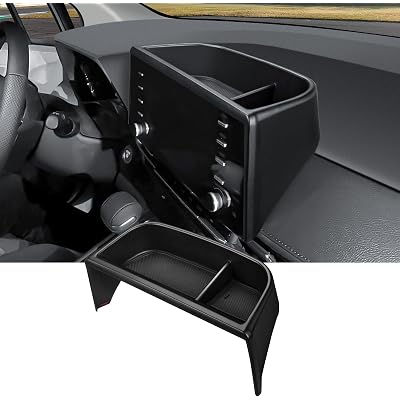Ecarzo Dash Tray Phone Holder Compatible with 2021-2024 Toyota Sienna Interior Accessories, Hidden Storage Organizer Behind Screen Sunglass Tissue Holder（Not Fit 2025 Sienna）