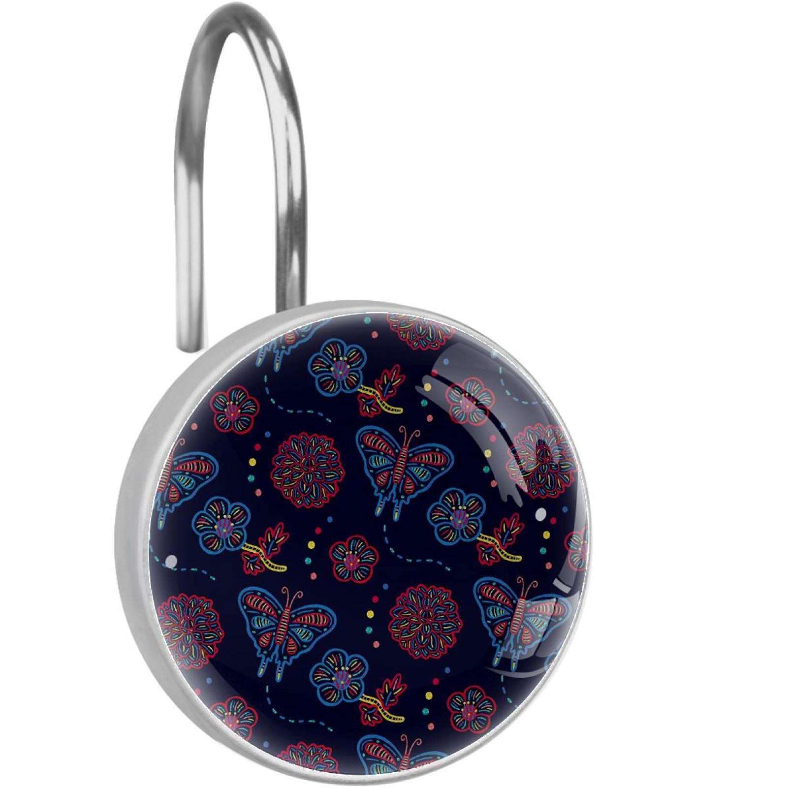 Crochets pour rideau de douche haut de gamme en acier inoxydable incassable bleu marine
