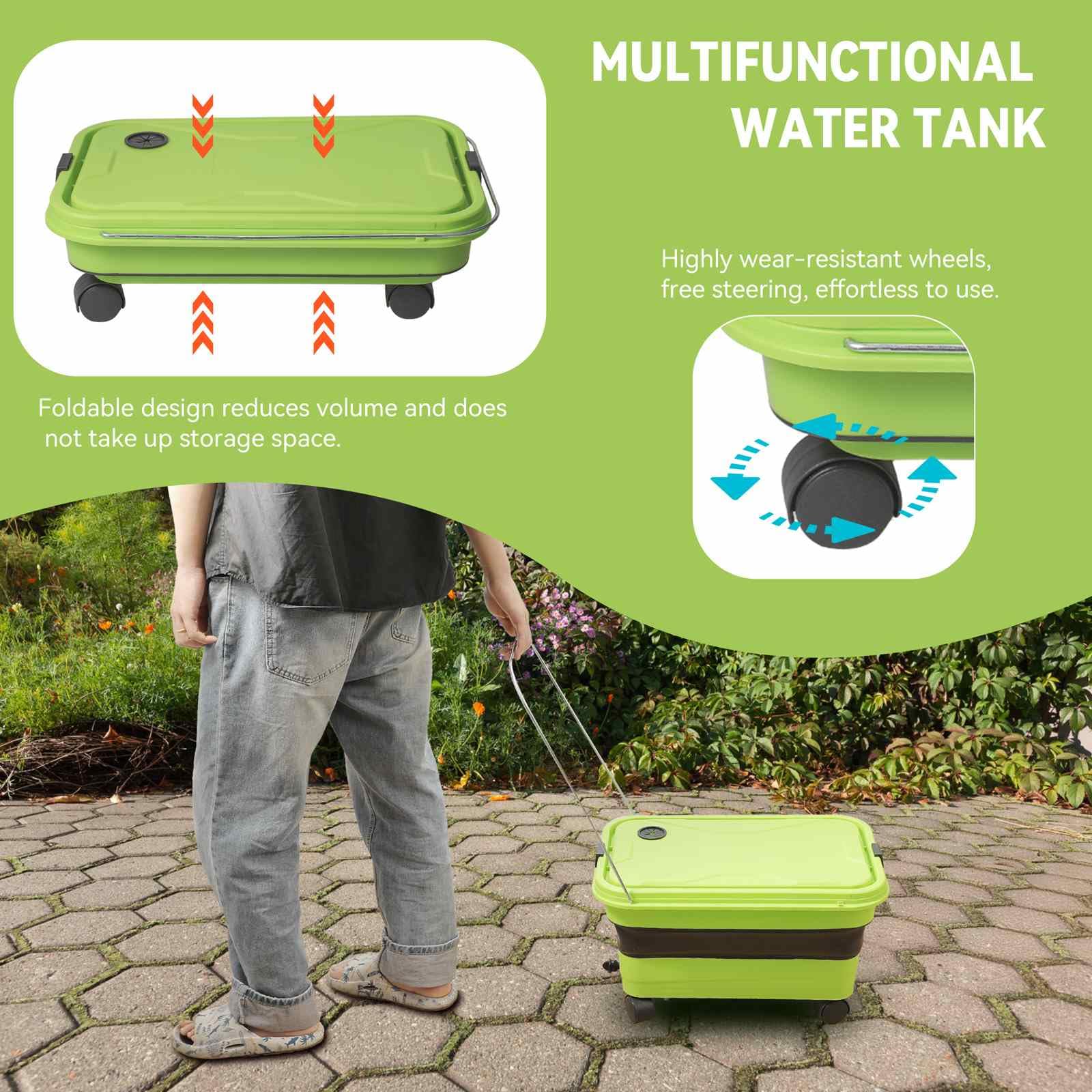 Limpiador de alta presión con depósito de agua plegable, pistola de alta presión inalámbrica de 21 V, con 2 baterías de 15000 mAh, boquilla 6 en 1, máx. 30 bar, limpiador de alta presión para coche