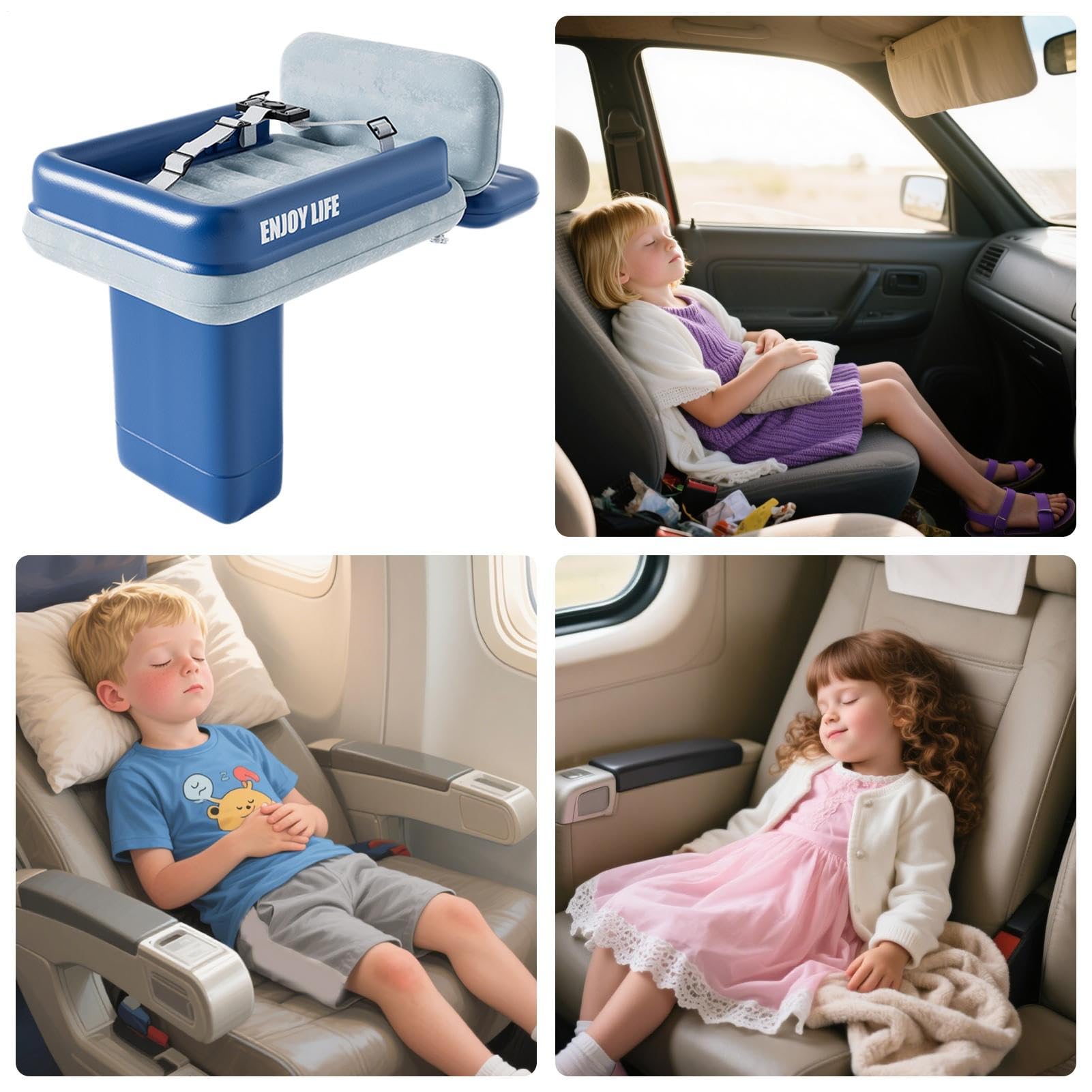 Kleines Flugzeugbett Tragbar, weich und faltbar | Aufblasbares Reisebett für Kinder für Flugreisen, Camping, Hotel, Kita, Autositz, Bahnfahrten, , , Autofahrten, Roadtrips,