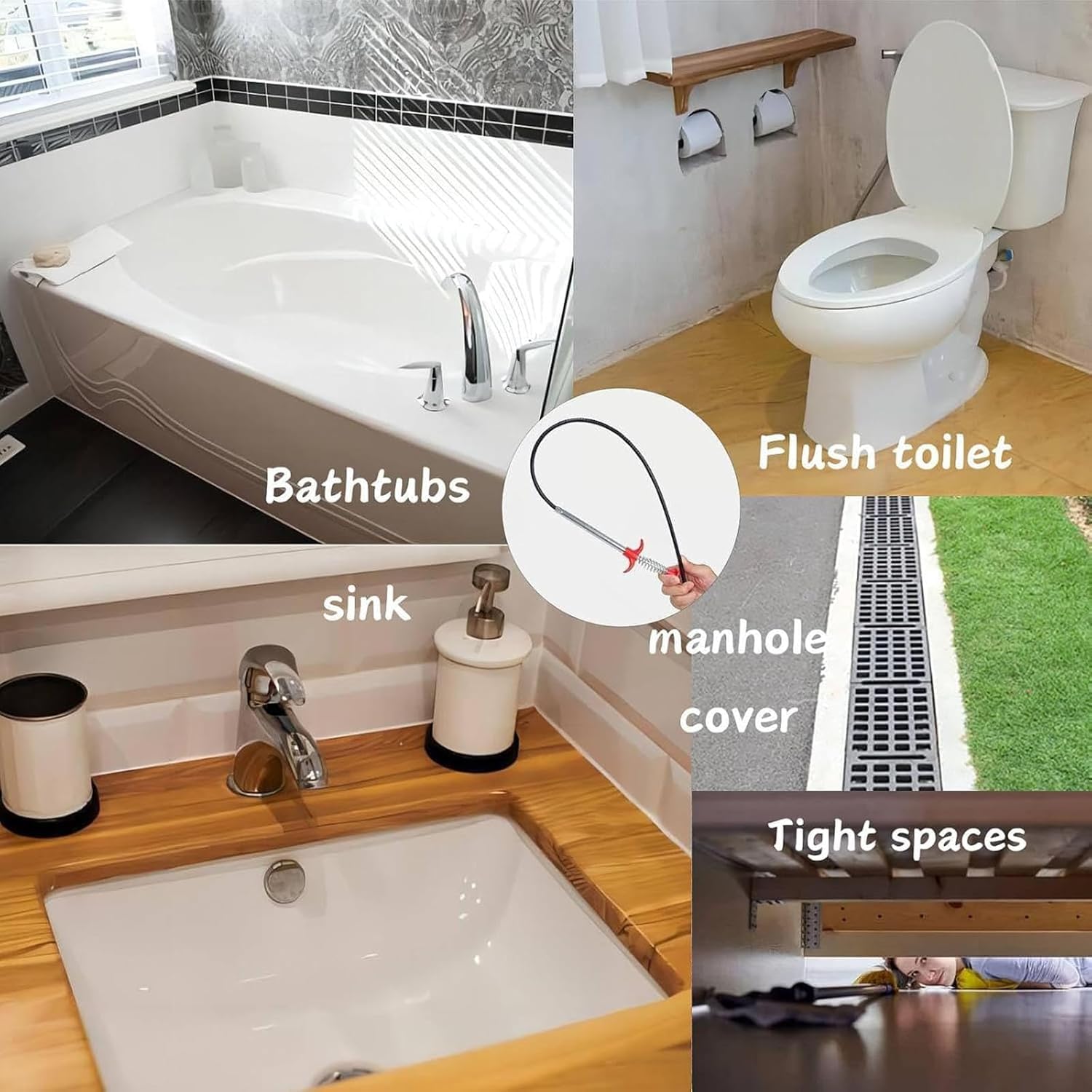 Serpiente de drenaje de 116 pulgadas, removedor de obstrucciones de drenaje de pelo, herramientas flexibles de limpieza de canalones para fregadero del hogar, bañera de baño, drenaje