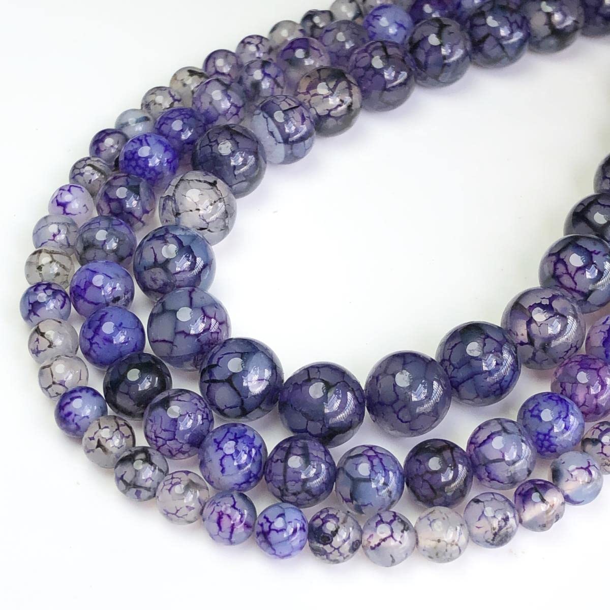 HERZONE Confezione da 124 perle rotonde in pietra naturale di agata nera da 6 mm da infilare per la creazione di bracciali, collane e gioielli (agata