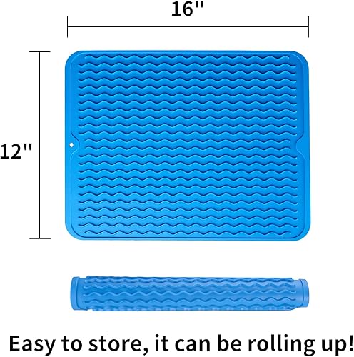 Miniatura 7 de Tapete de silicona para secado de platos para encimera de cocina, grande, multiuso, ecológico, para encimera de cocina mate, fácil de limpiar,