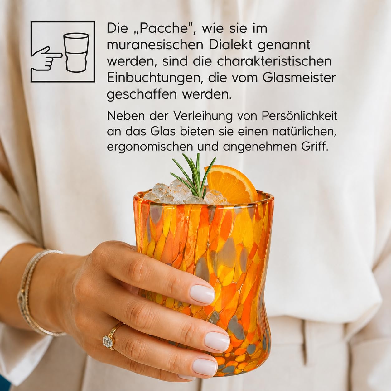 MAZZEGA ART & DESIGN – 6 farbige Gläser, mundgeblasen aus Muranoglas, geeignet für Wasser, Erfrischungsgetränke und Cocktails, 395 ml, 12 cm hoch. Hergestellt in Italien. (6, MIX)