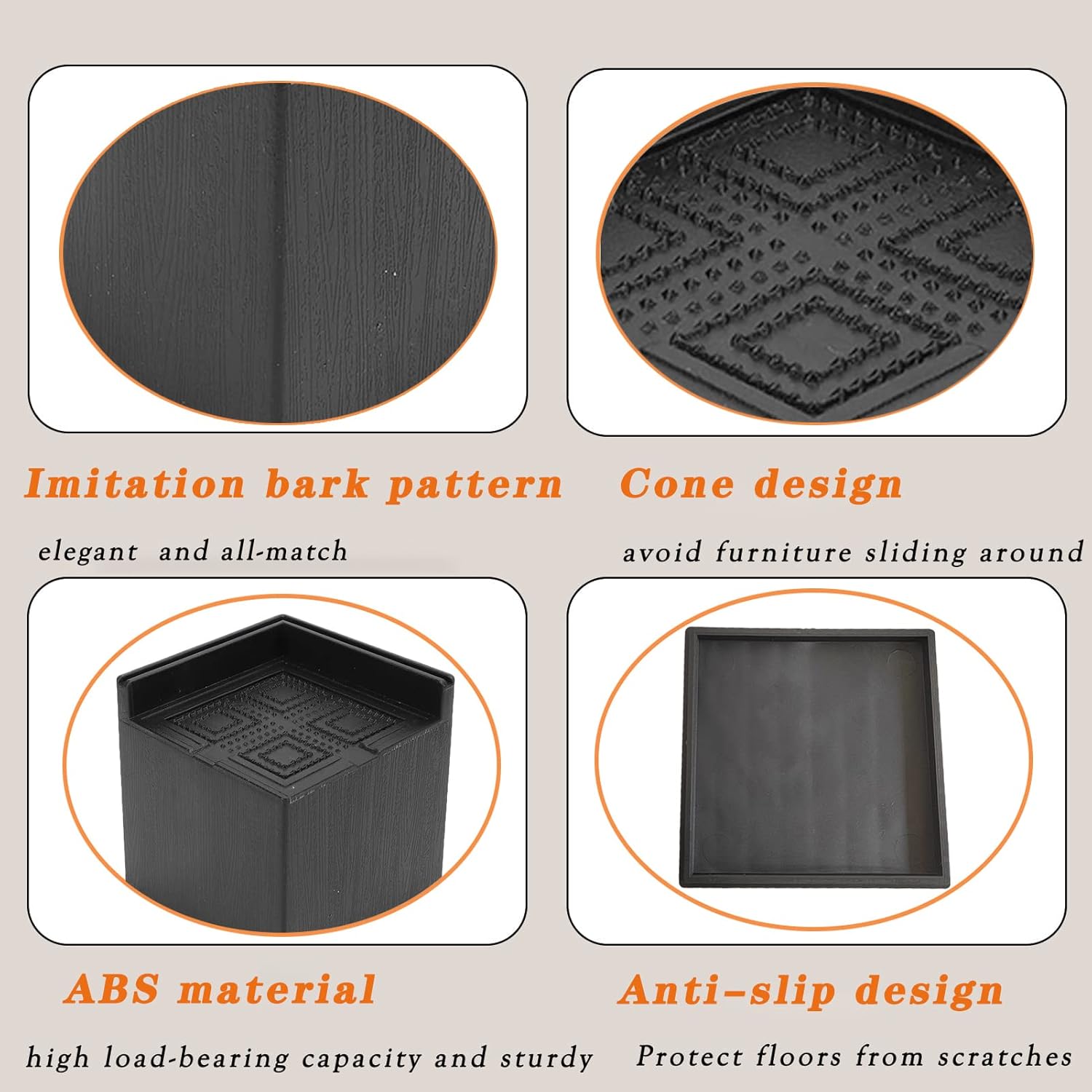 Buy JGHHDRSI Bed Furniture Risers ，3 Inch Heavy Duty Desk Leg Extenders