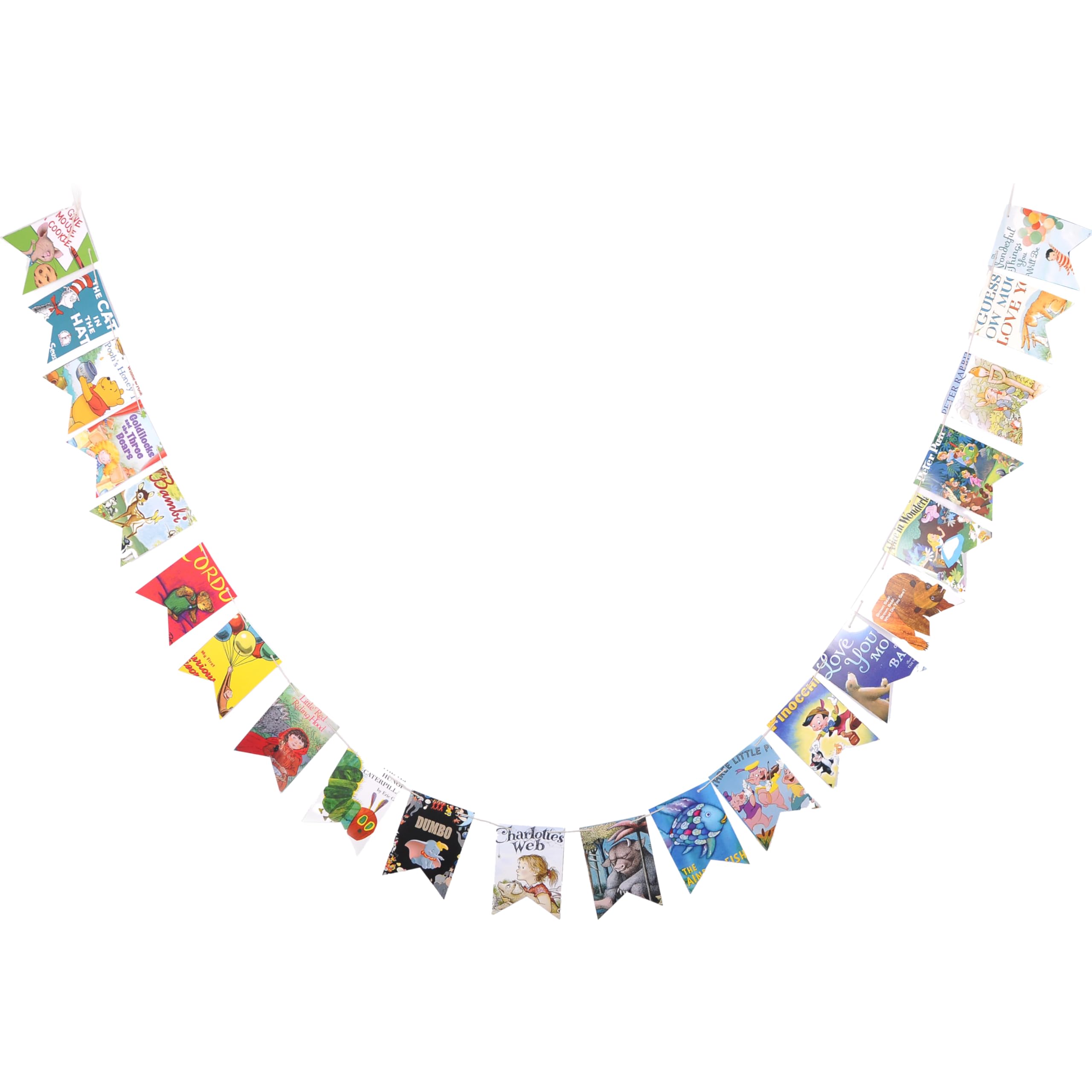 Book Garland  Vintage Book Pages String Decoration 22 Pieces Perfect for Book Lovers, Kids Room Decor, Themed Parties, Comic Story Banner, Baby Shower, Library