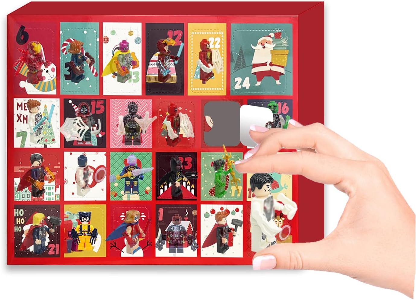 Advent Calendar 2025 Building Blocks Kit Cartoon Character Sets Boys Advent Calendar Christmas Gift 24 Days Christmas Countdown Calendar (Hero Block)