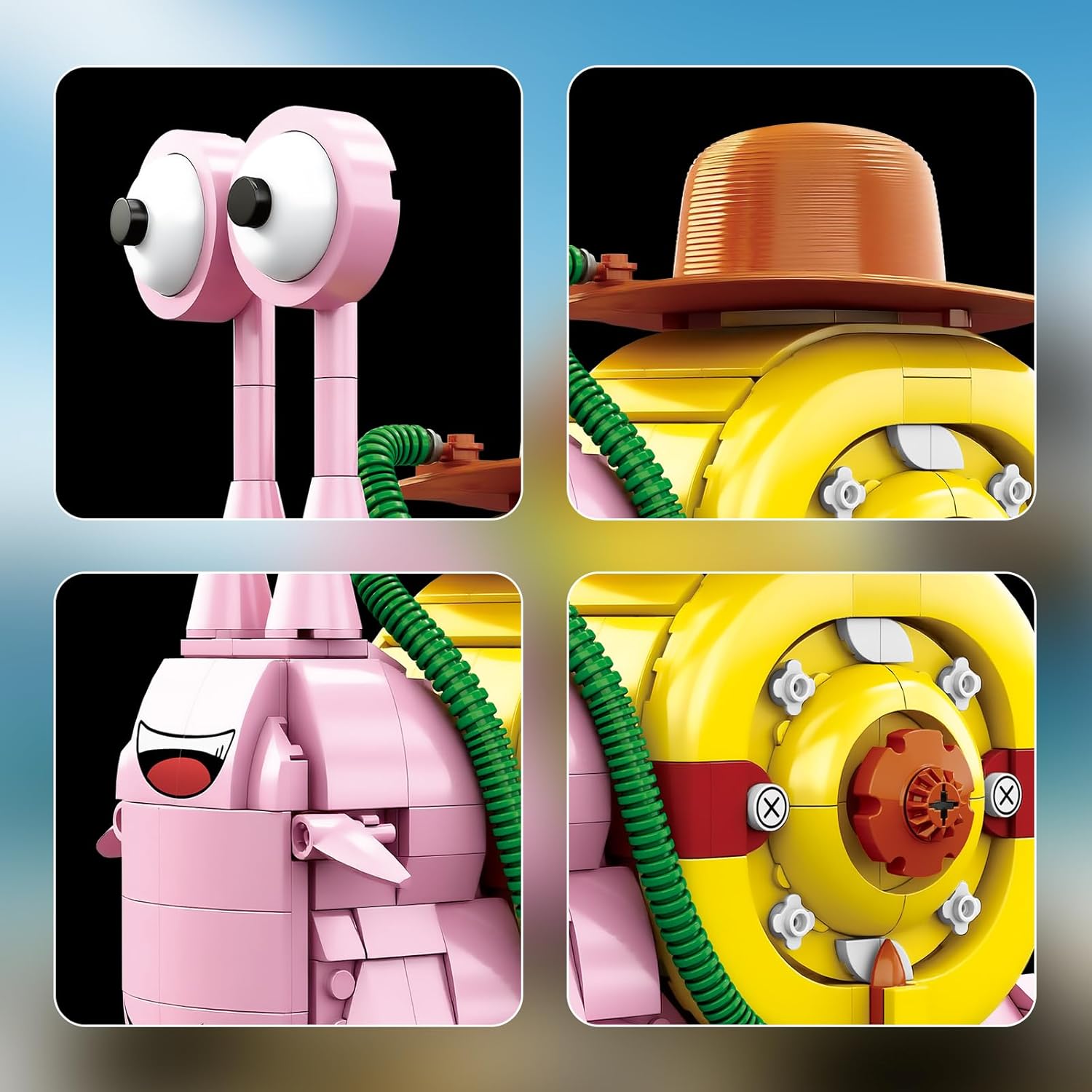 Anime Snail Phone Bug Building Block Set 573 PCS Pirate Transponder Snail Model with Straw Hat Creative Manga Desk Decor & Construction Toy Gift for Adults and Teens