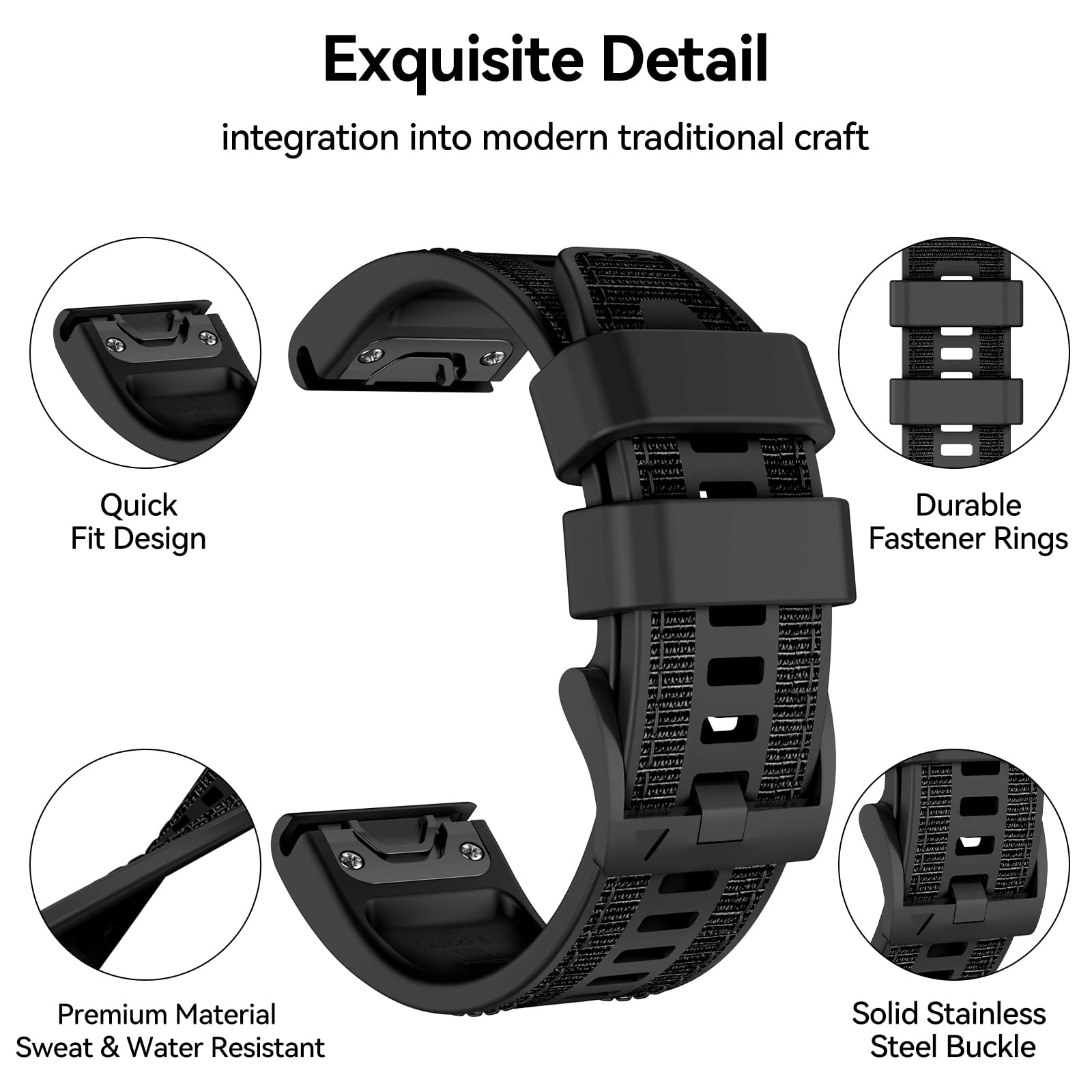 MYSNBKN 22mm Quick Fit Strap for Fenix 8 47mm/Fenix 7 Pro/Fenix 7/Fenix 6/Fenix 5/Fenix E/EPIX 2 - Image 3