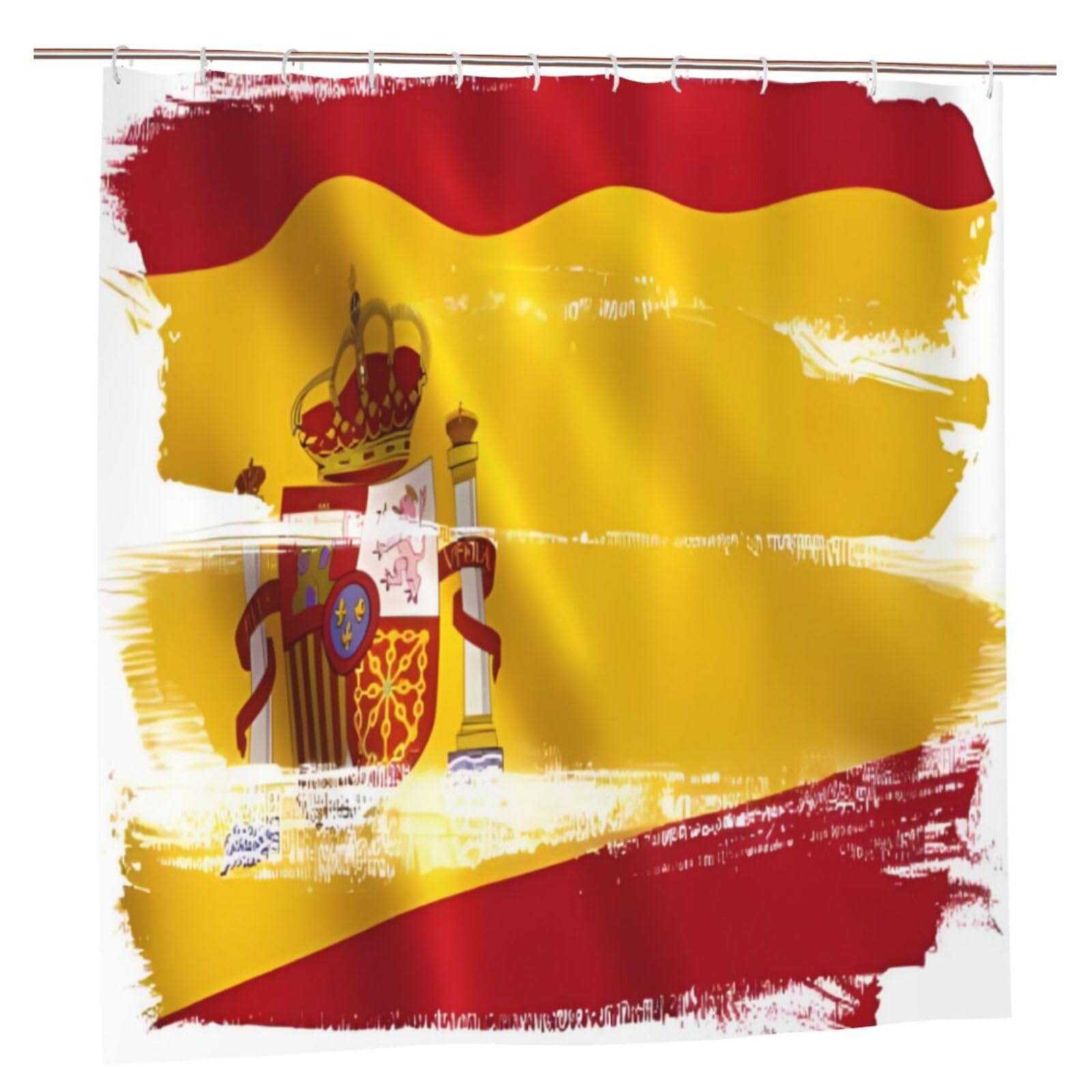 Klgrtjhk Plastic Spain Flag Shower Curtain 72X72in Bathroom Curtain﻿