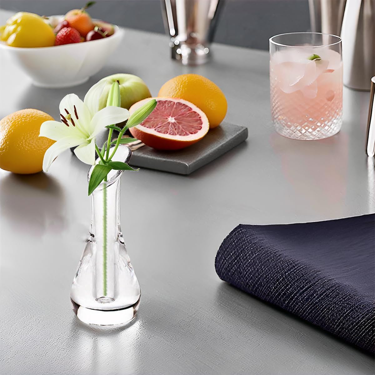 6" Height Clear Plastic Bud Vase Glass Like Crystal Acrylic Vase for One Rose Break-Resistant #2020