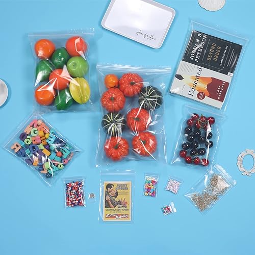 Miniatura 9 de 200 bolsas pequeñas de polietileno transparentes con cremallera de 1.5 x 1.5 pulgadas de grosor de 2.4 mil, mini bolsas de plástico resellables con