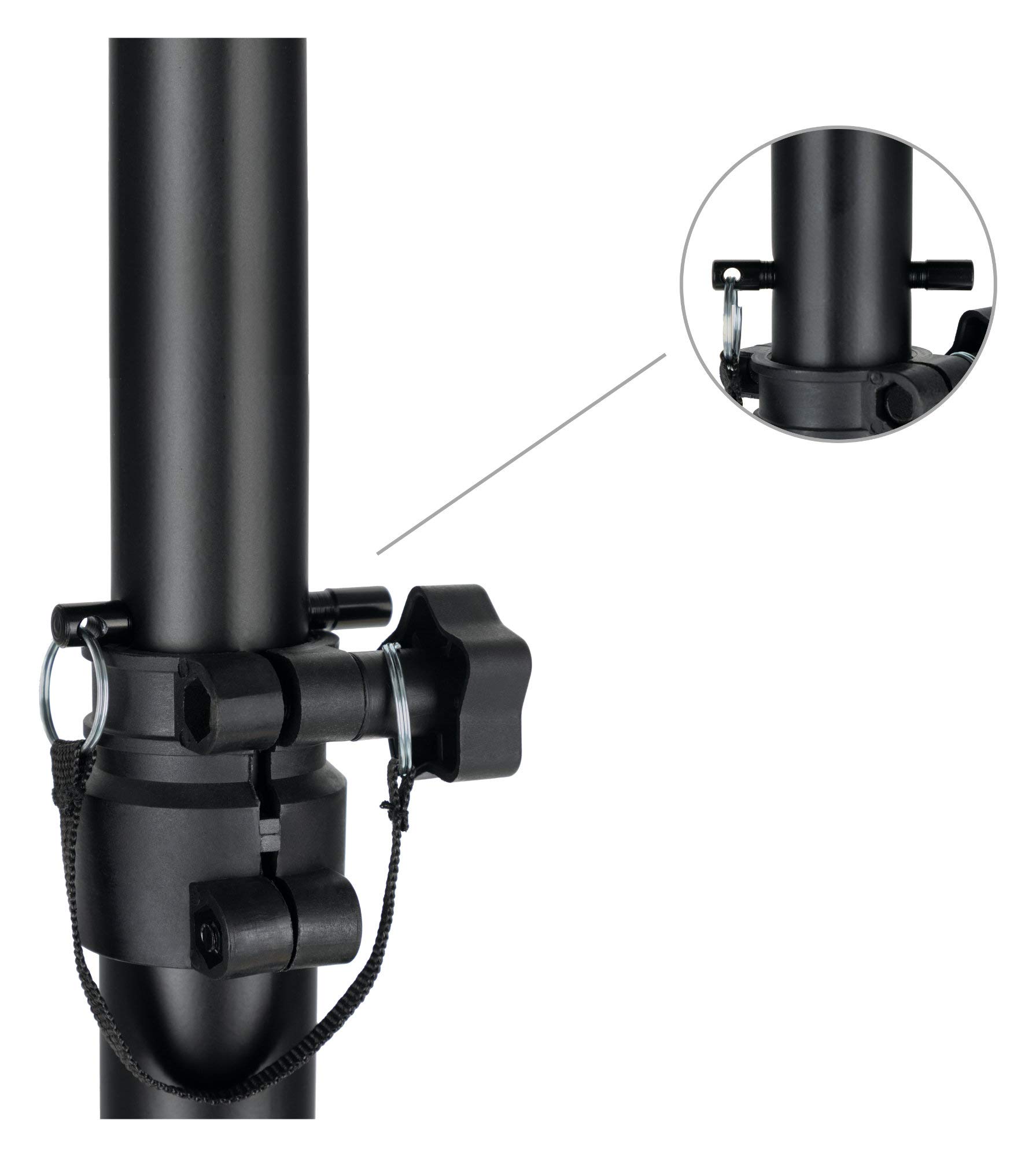 Pronomic SLS-10 2x Supporto per casse Studio Monitor- Altezza regolabile da 80 cm a 130 cm, base triangolare, piedini in gomma, piedini a spillo, acciaio, piastra di supporto con strisce gomma - Nera