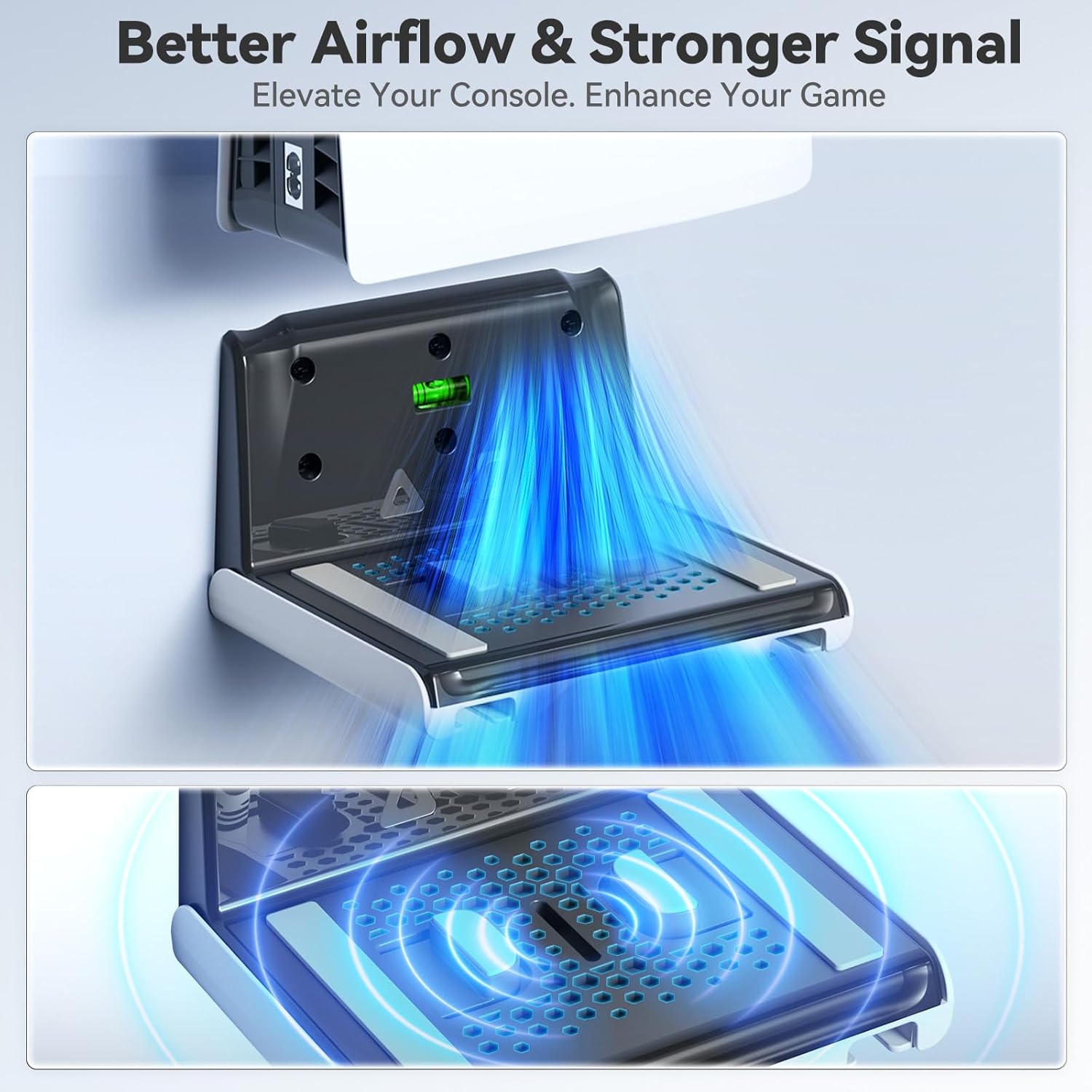 P5 Wall Mount Kit with Controller Holder Compatible with P5/Slim/Pro Disc & Digital, Pa5 Mount Floating for Gaming Accessories, Compact Pa5 Vertical Wall Shelf Organizer Bracket with Headphone Hook - Image 5