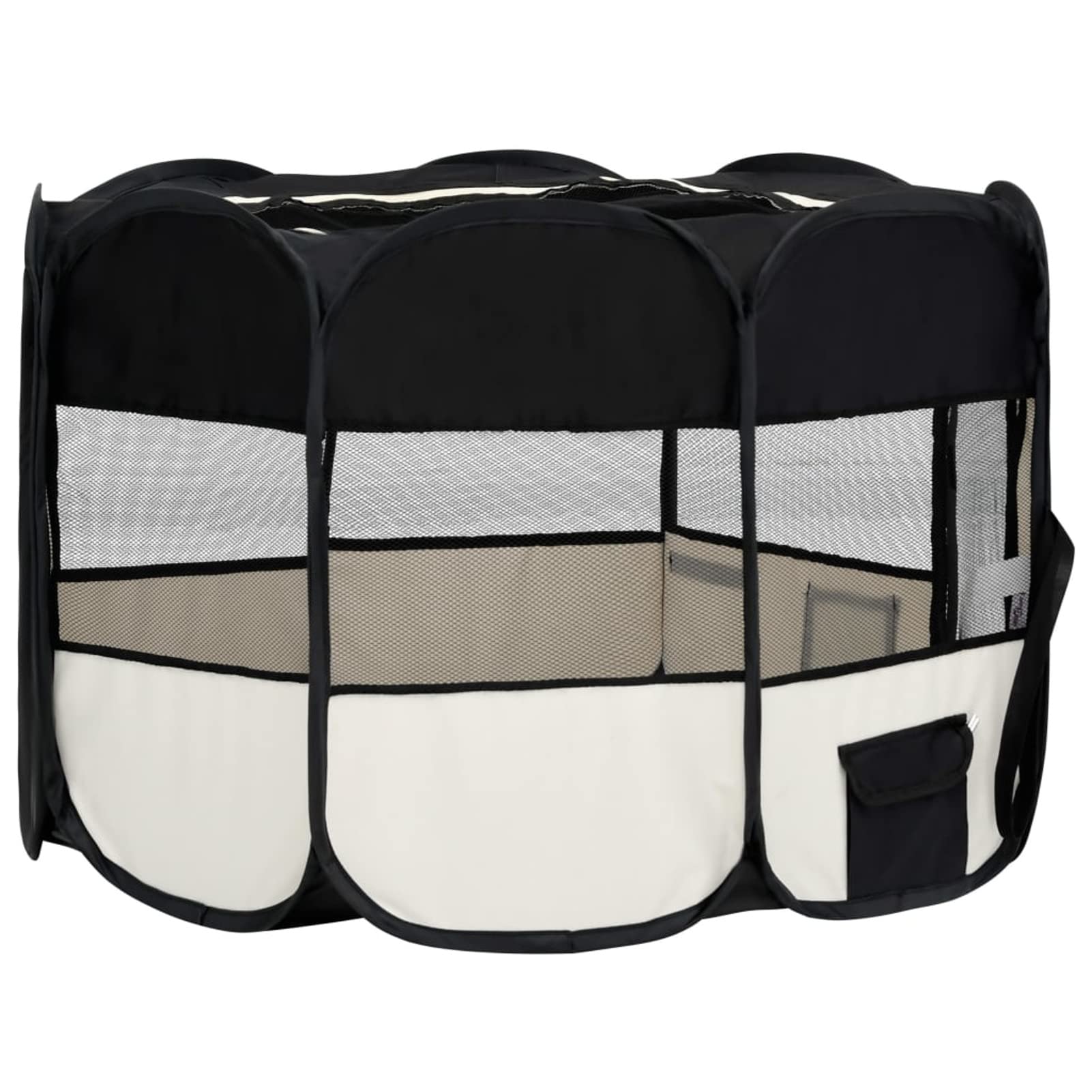 Homgoday Corralito plegable para perros con bolsa de transporte, negro, 125 x 125 x 61 cm, adecuado para perros, cachorros, gatos y conejos, plegable, ideal para uso en interiores y exteriores, corral