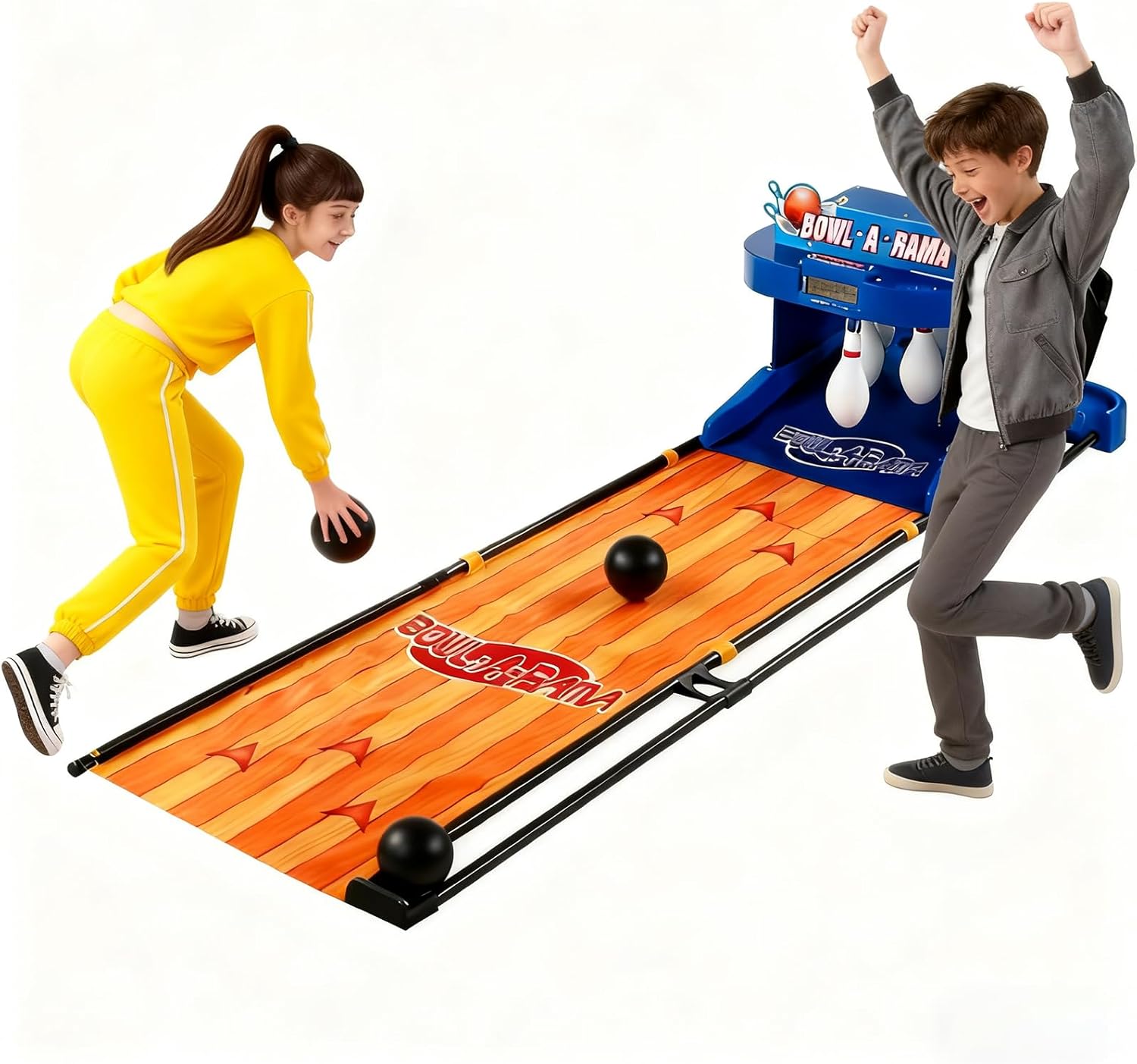 Bowling Set for Kids Electronic Bowling Alley Game with Automatic Reset Lighting and Sound Effects Foldable Indoor Family Bowling Game for Children and Adults 3.5m/11.48ft